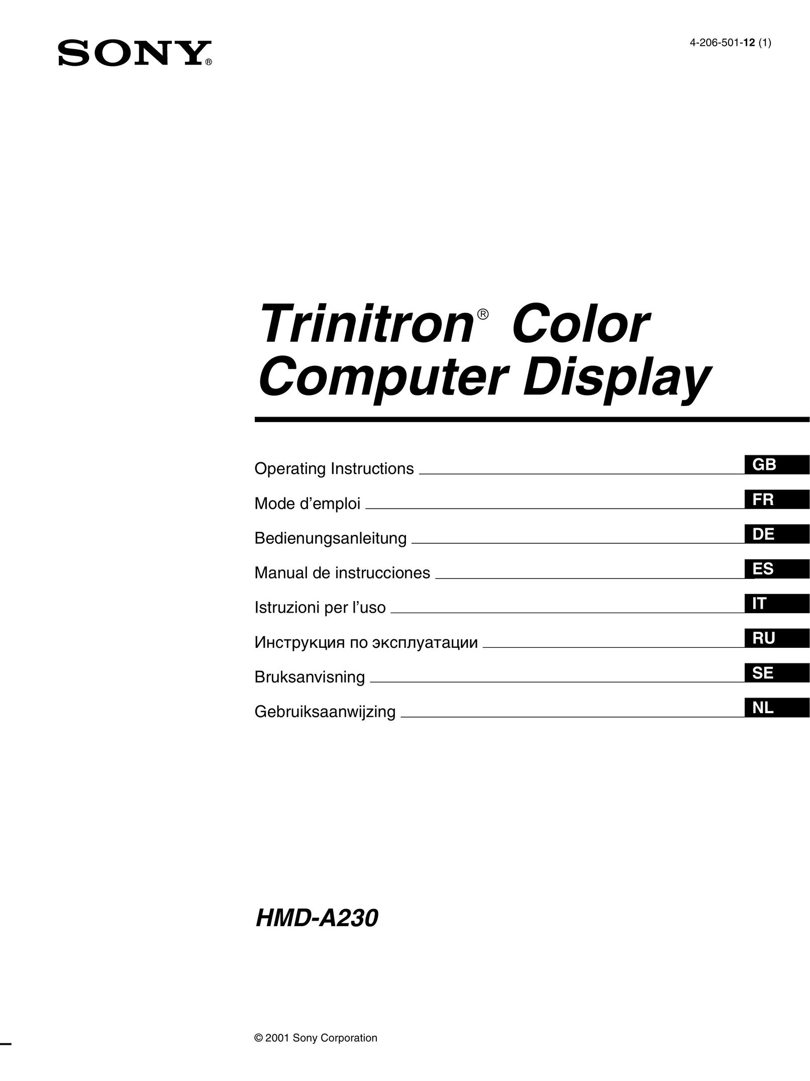 Sony HMD-A230 Laptop User Manual