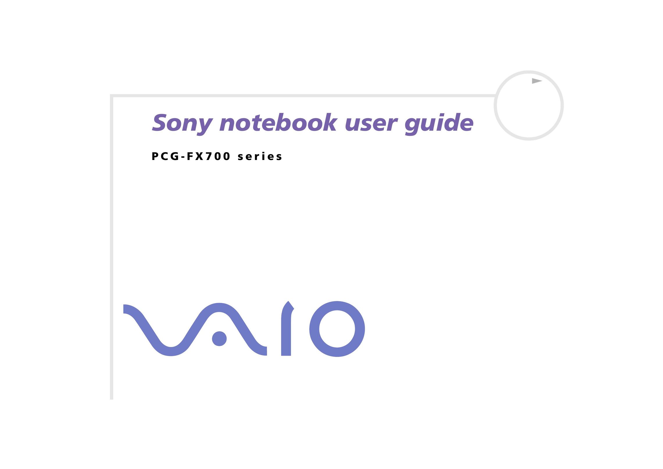 Sony PCG - FX700 Laptop User Manual