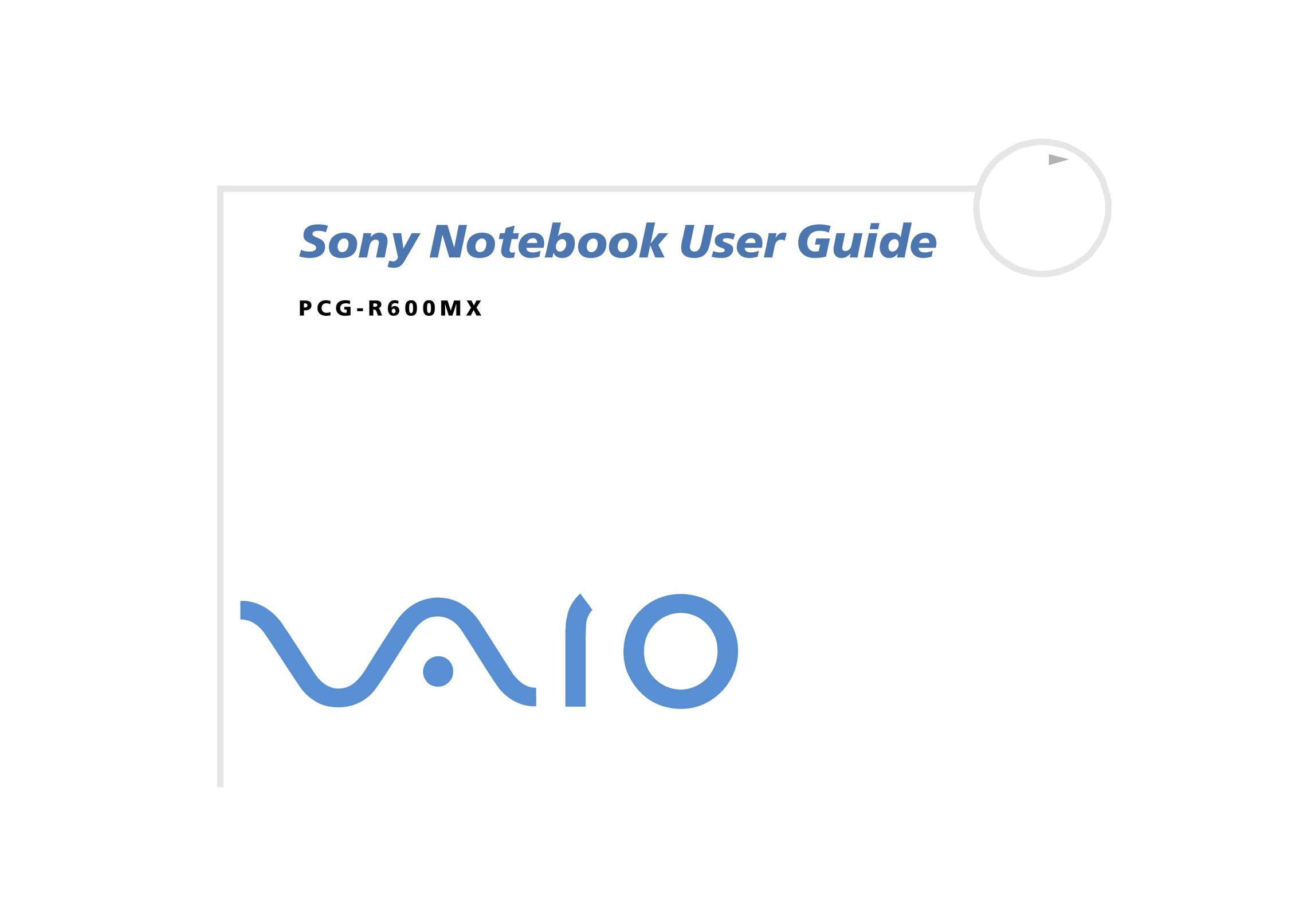 Sony PCG - R600 MX Laptop User Manual