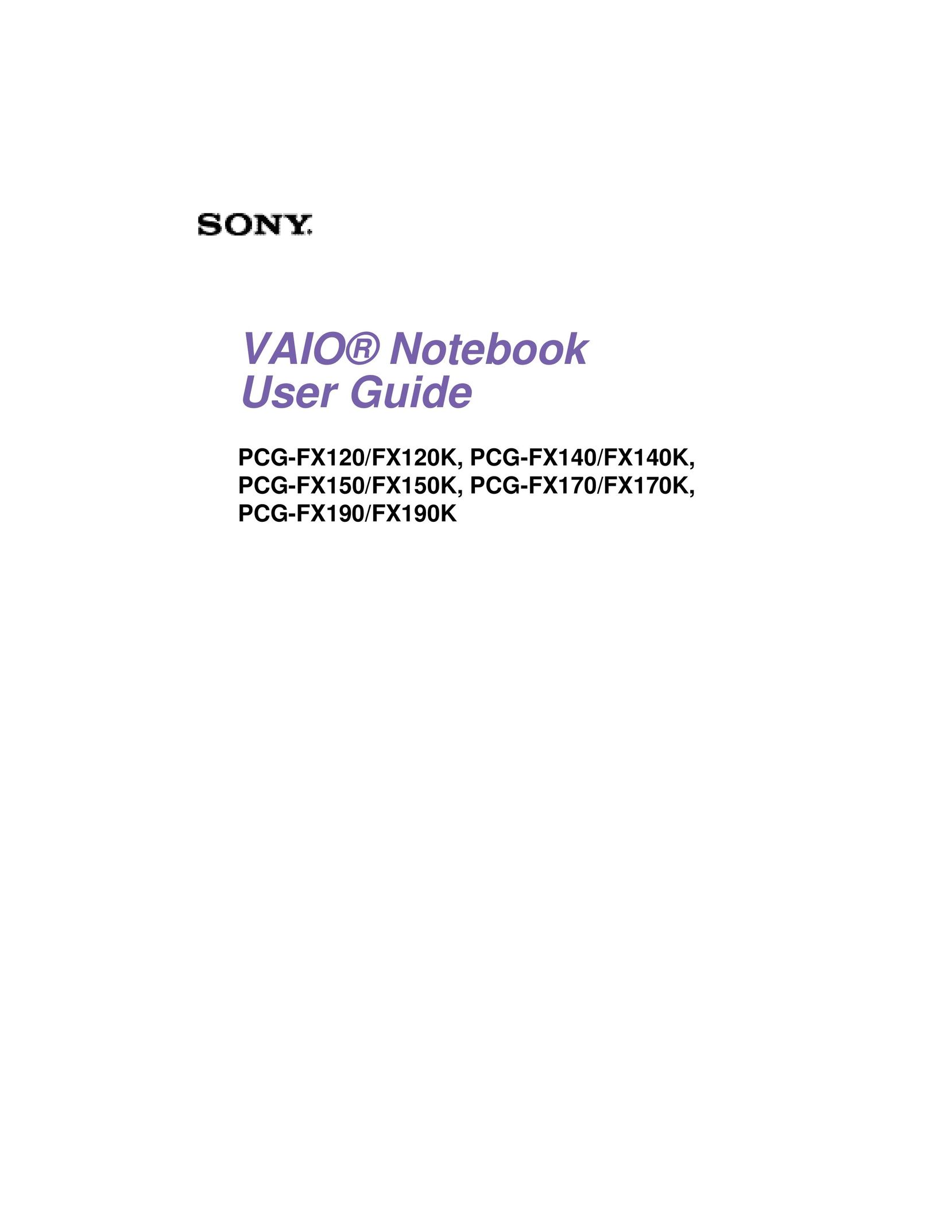 Sony PCG 9542 Laptop User Manual