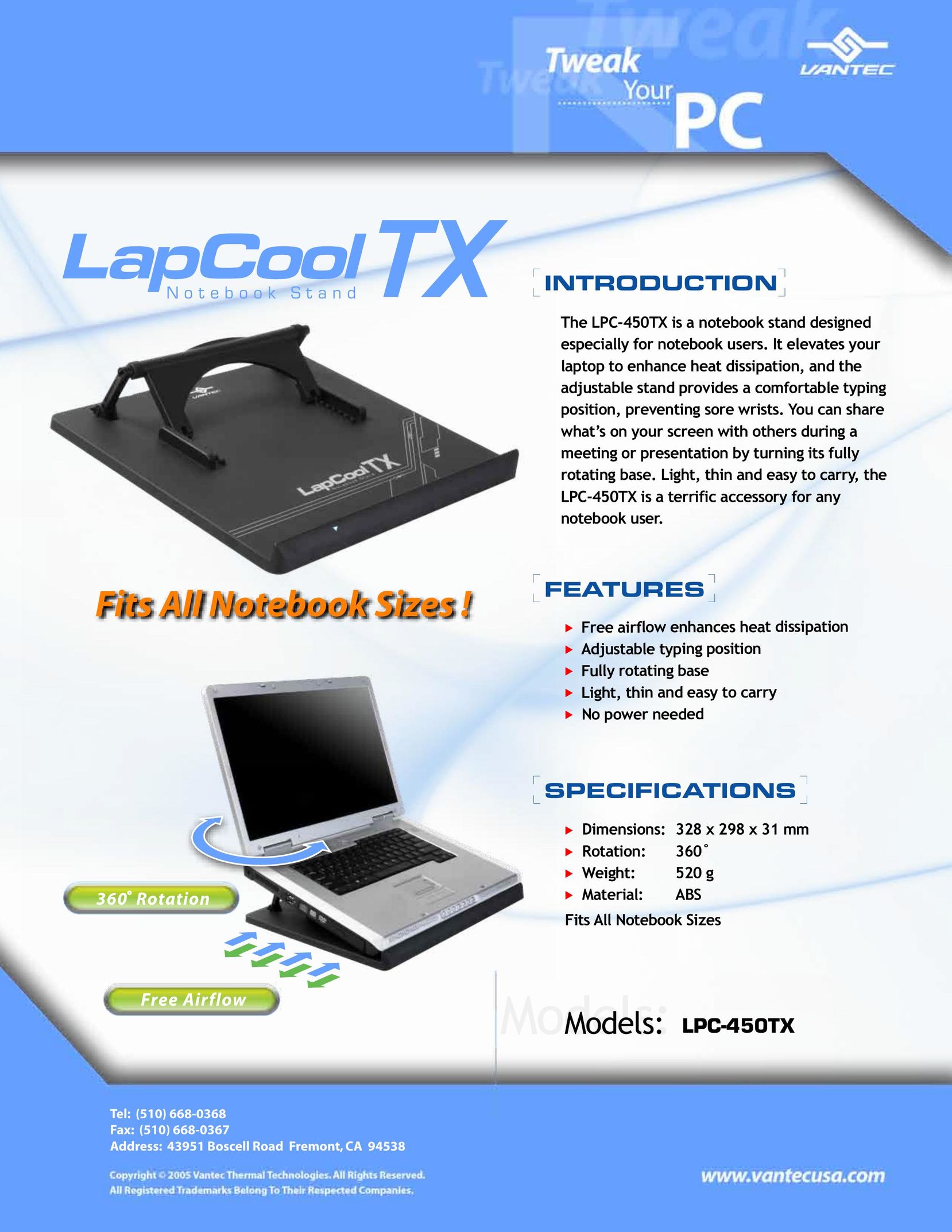 Vantec LPC-450TX Laptop User Manual