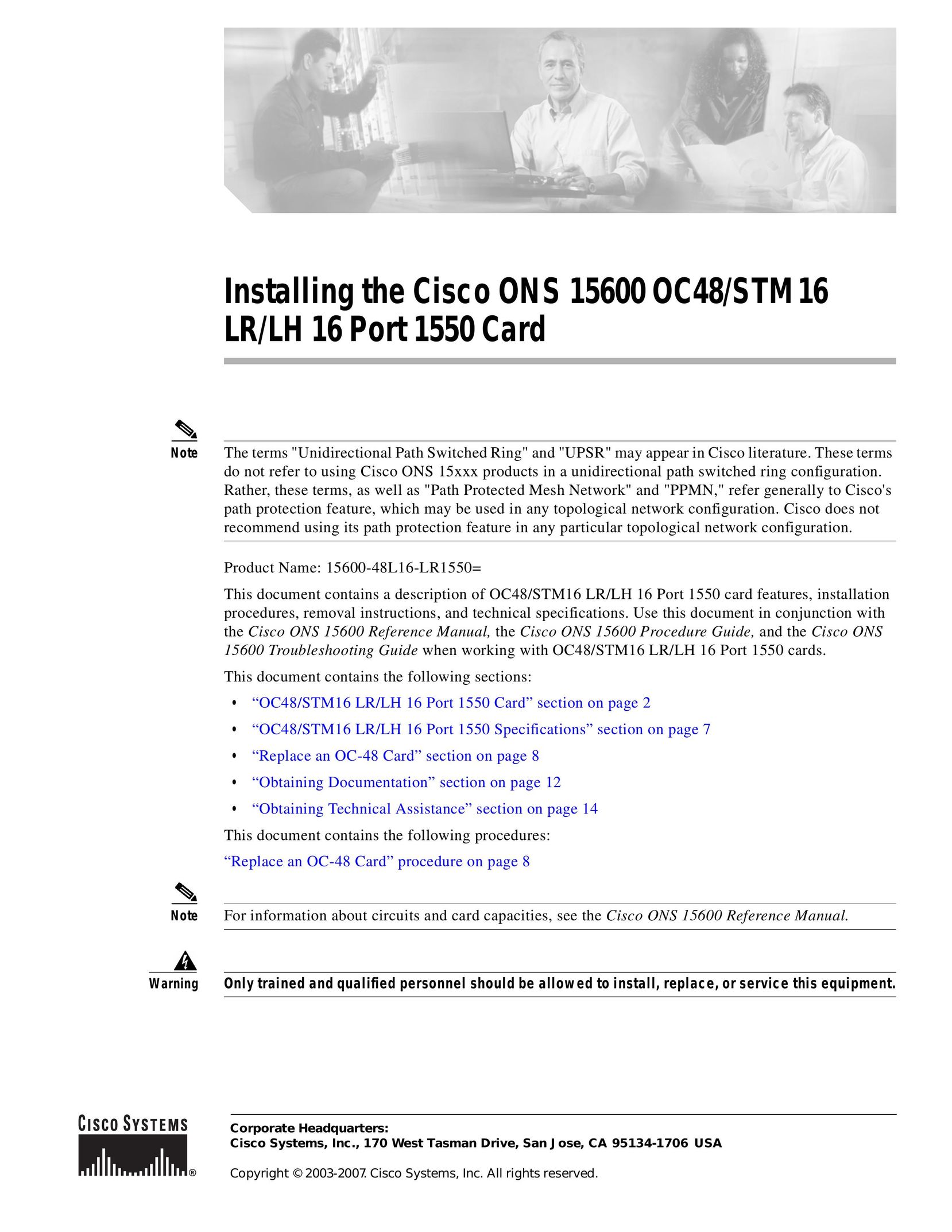 Cisco Systems ONS 15600 OC48/STM 16 Laptop Docking Station User Manual