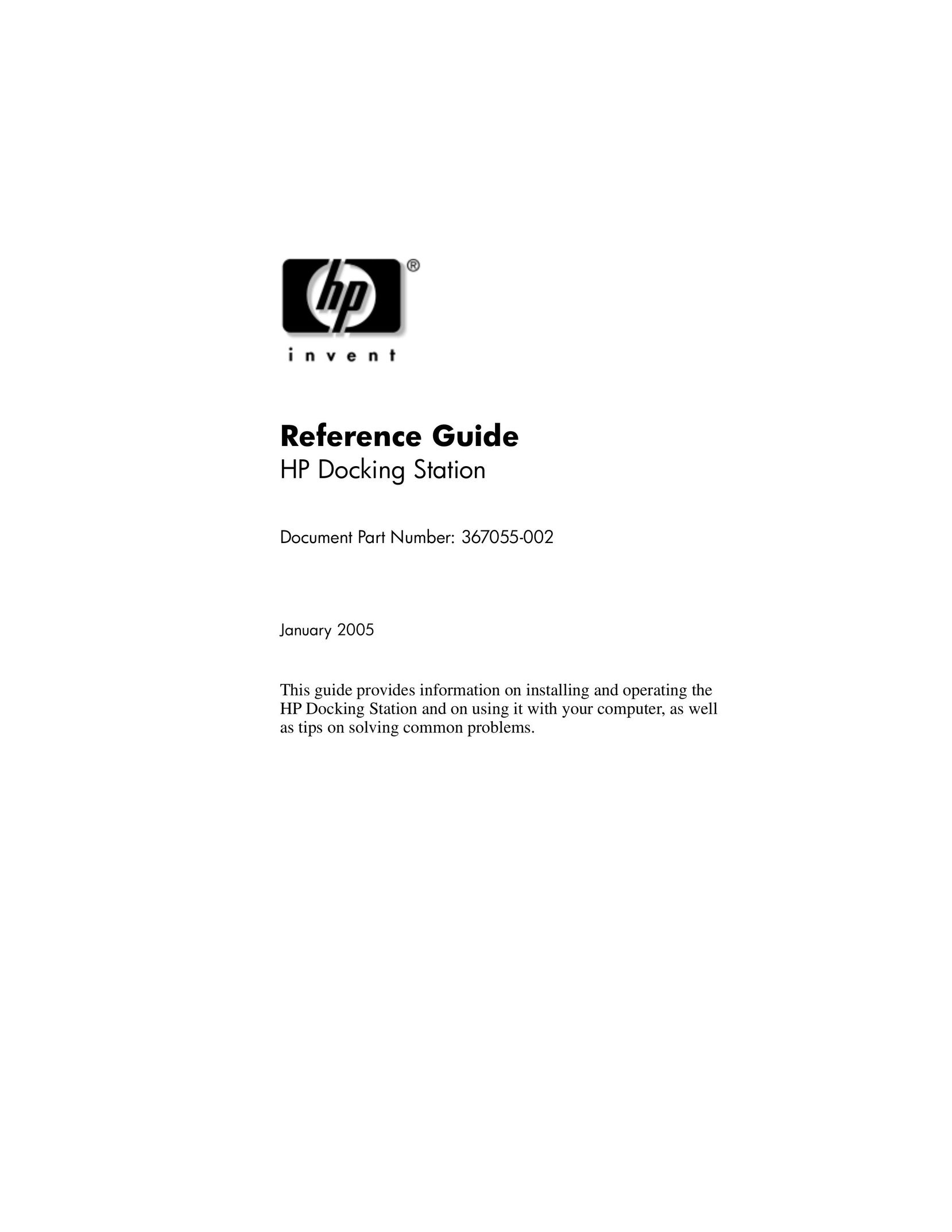HP (Hewlett-Packard) 367055-002 Laptop Docking Station User Manual