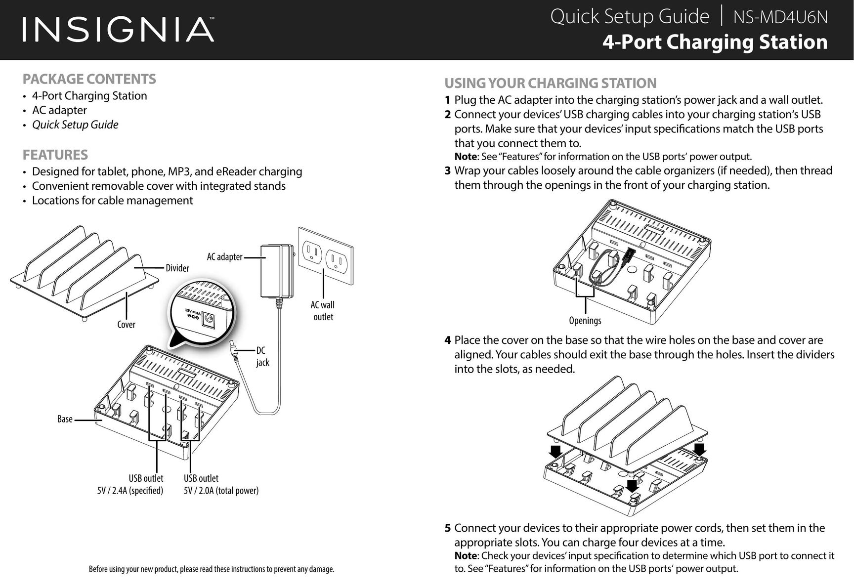 Insignia NS-MD4U6N Laptop Docking Station User Manual