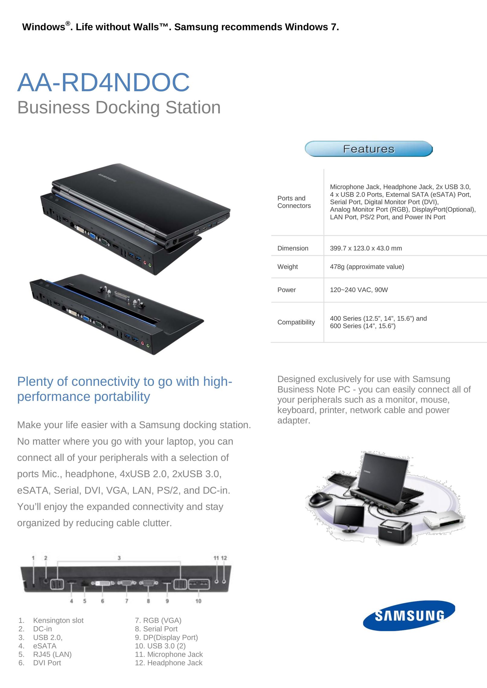 Samsung AARD4NDOCUS Laptop Docking Station User Manual
