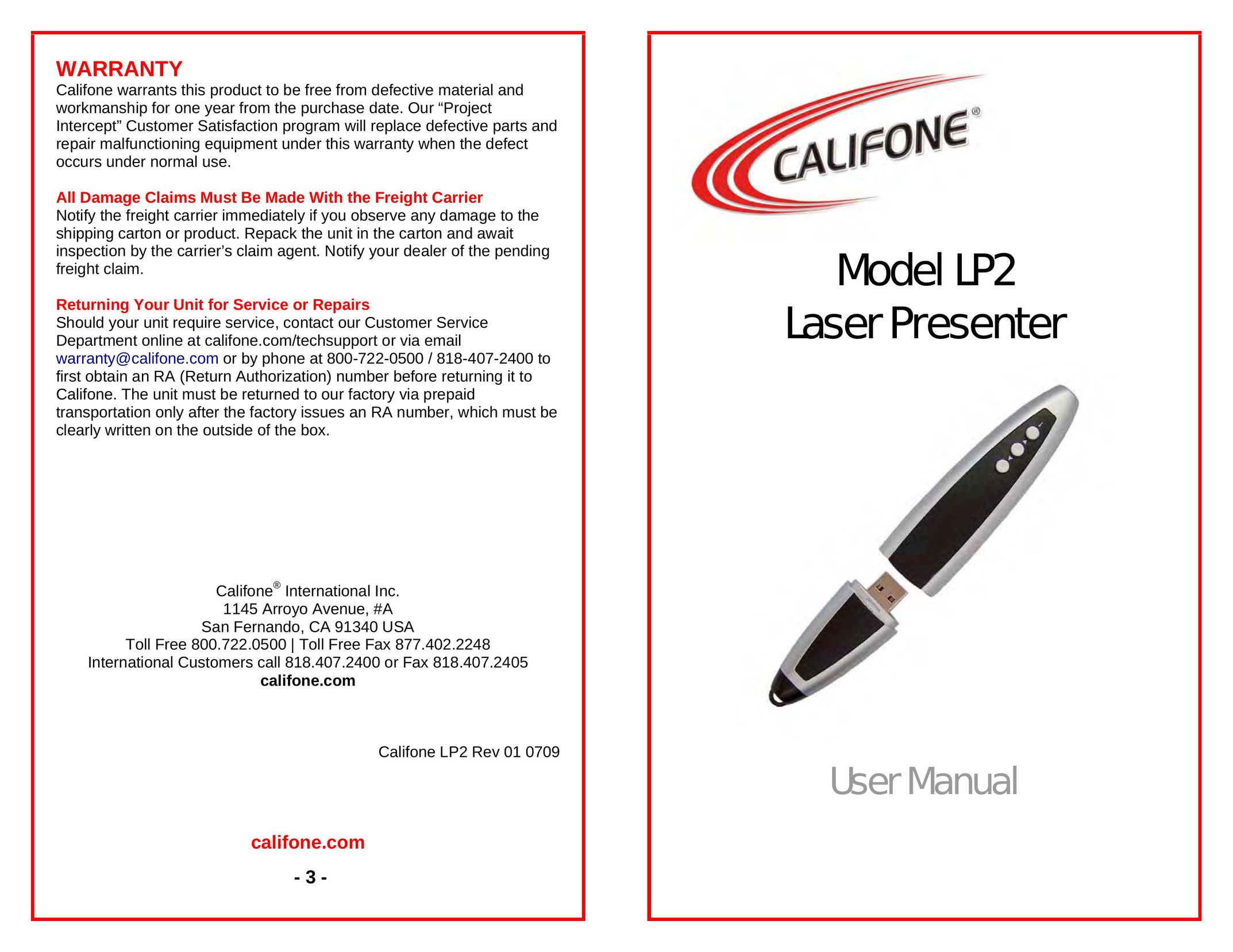 Califone LP2 Laser Pointer User Manual