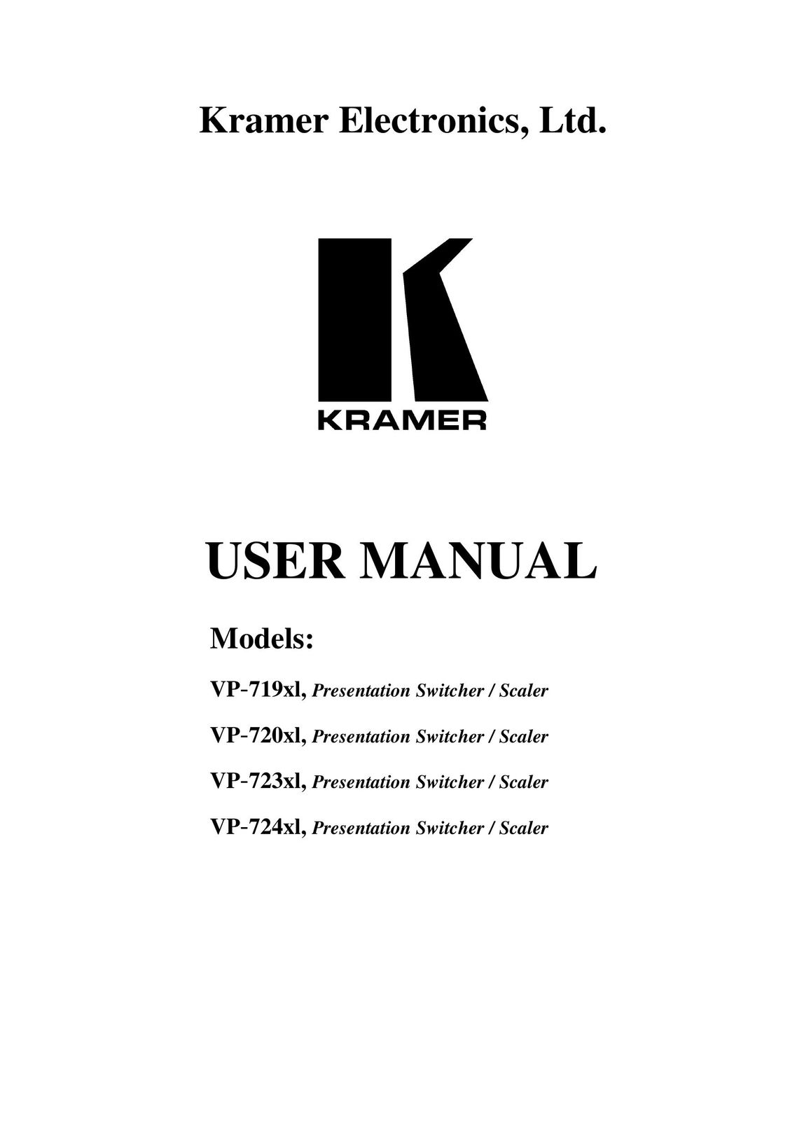 Kramer Electronics VP-723xl Laser Pointer User Manual