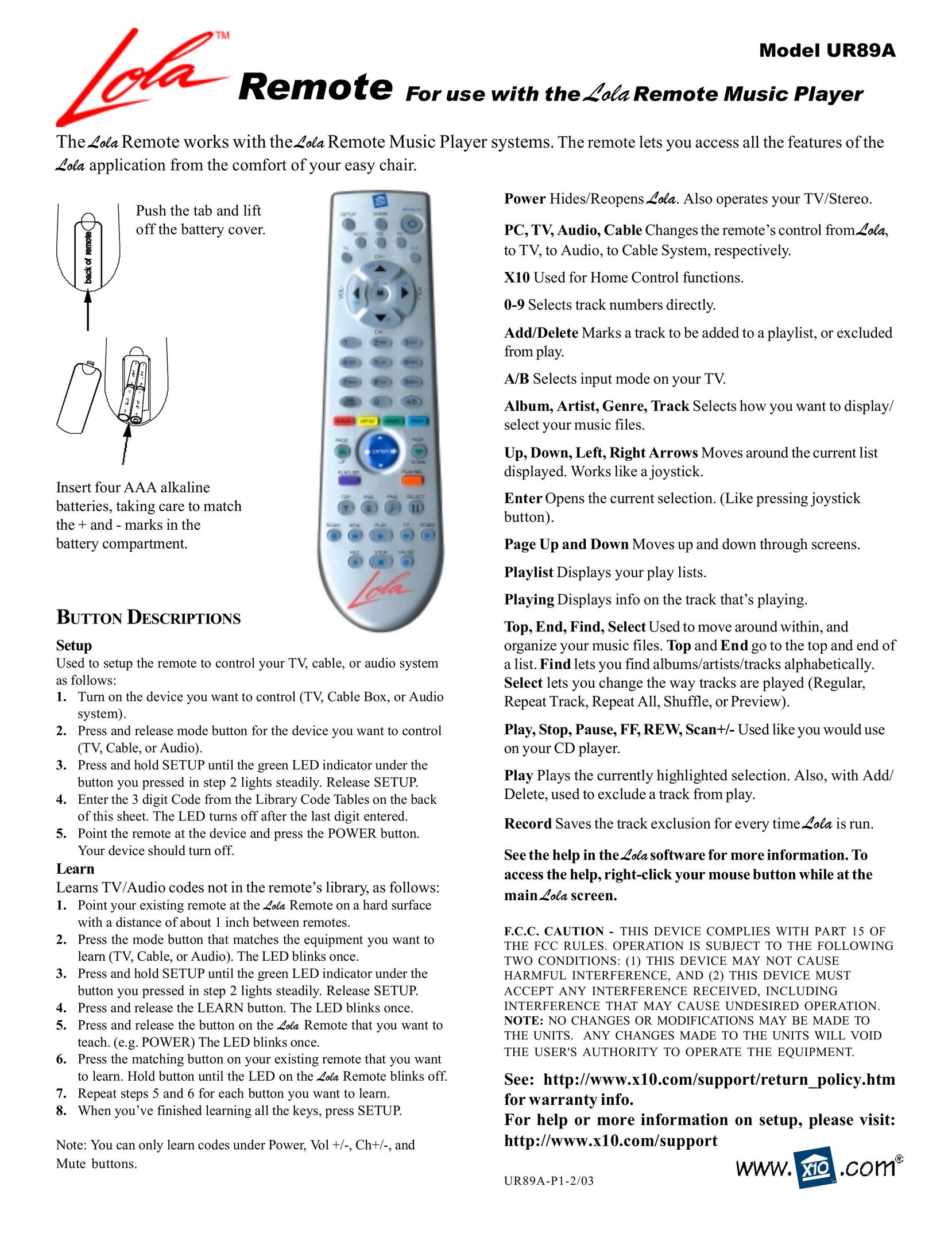 Lola Products UR89A Laser Pointer User Manual