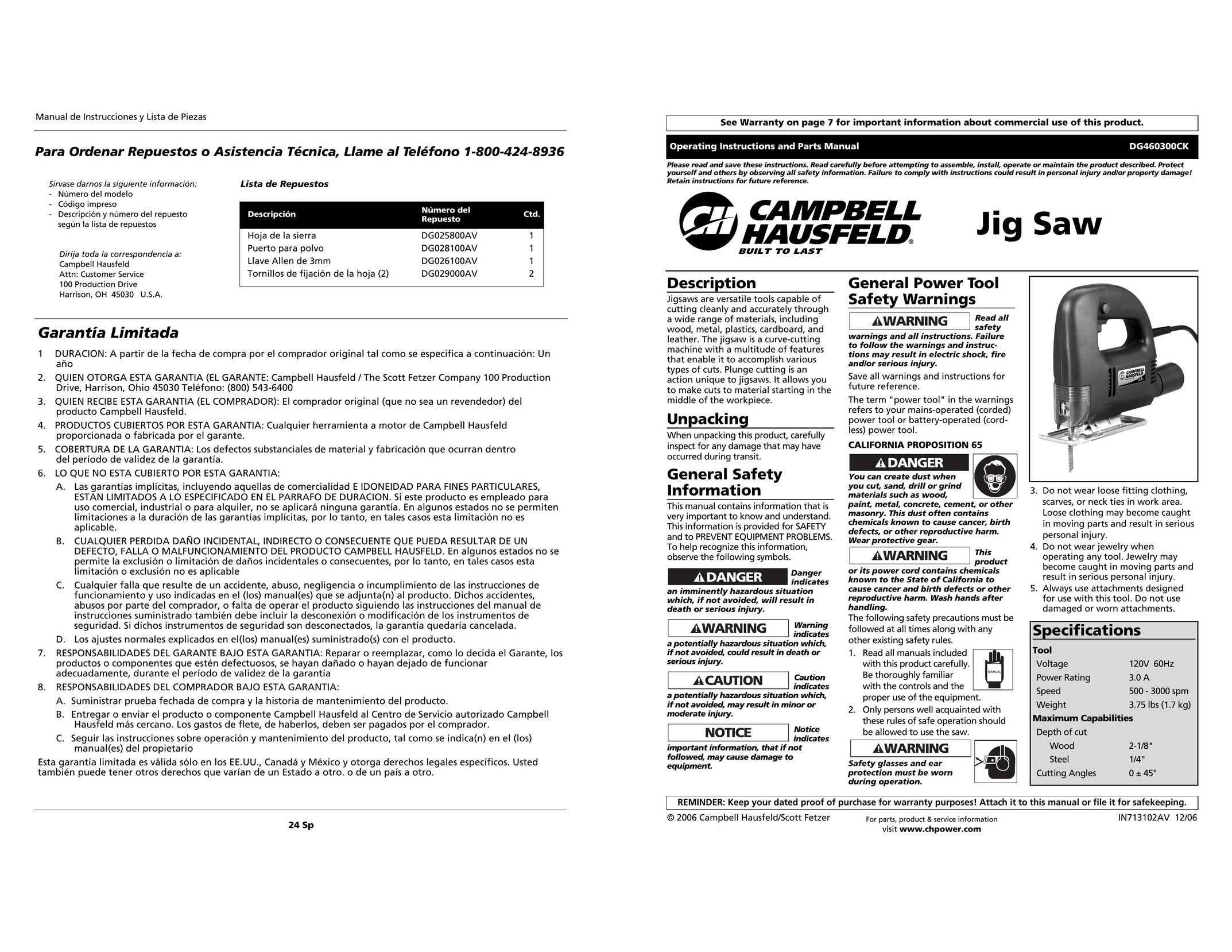Campbell Hausfeld DG460300CK S Microcassette Recorder User Manual
