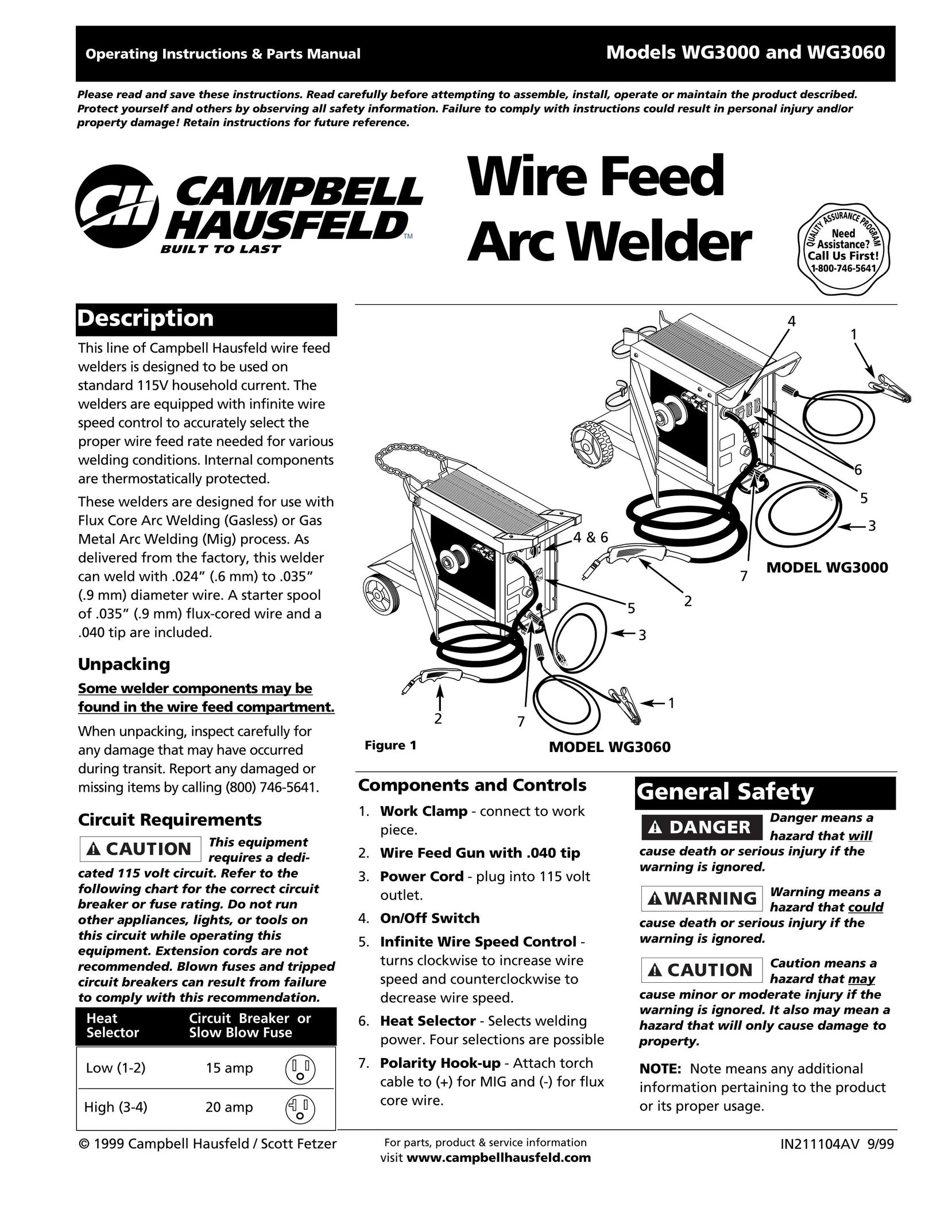 Campbell Hausfeld WG3060 Microcassette Recorder User Manual