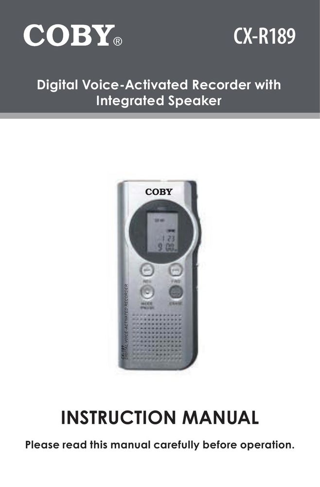 COBY electronic CX-R189 Microcassette Recorder User Manual