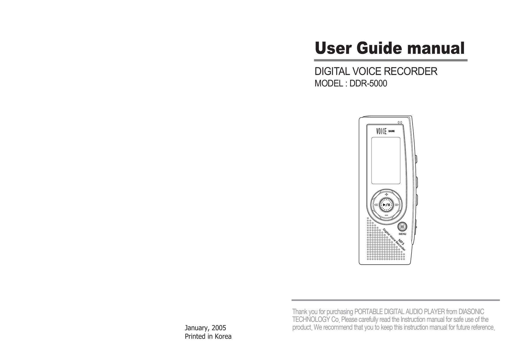 Diasonic Tech DDR-5000 Microcassette Recorder User Manual