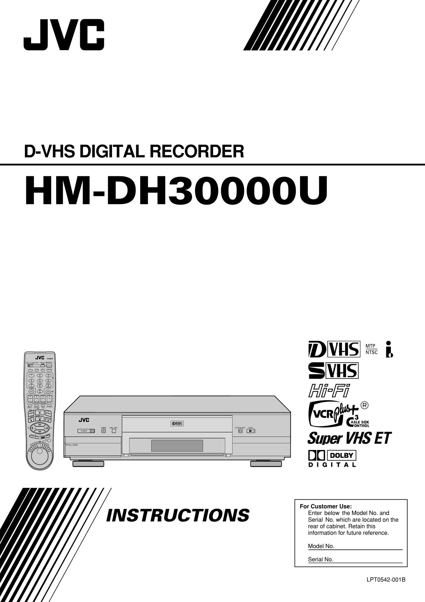JVC HM-DH30000U Microcassette Recorder User Manual