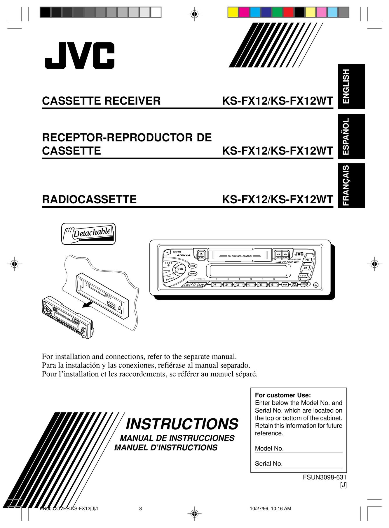 JVC KS-FX12 Microcassette Recorder User Manual