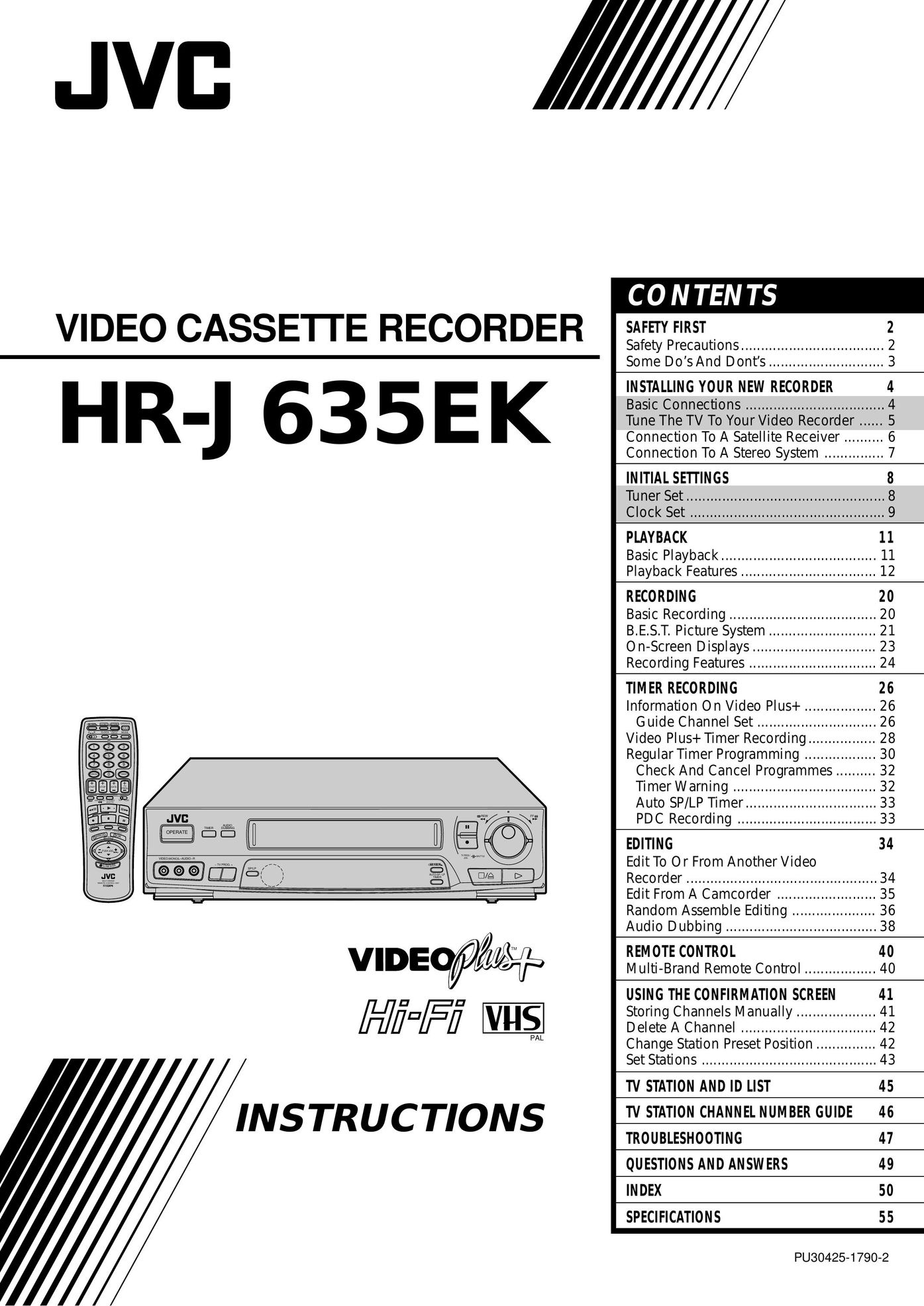JVC PU30425 Microcassette Recorder User Manual