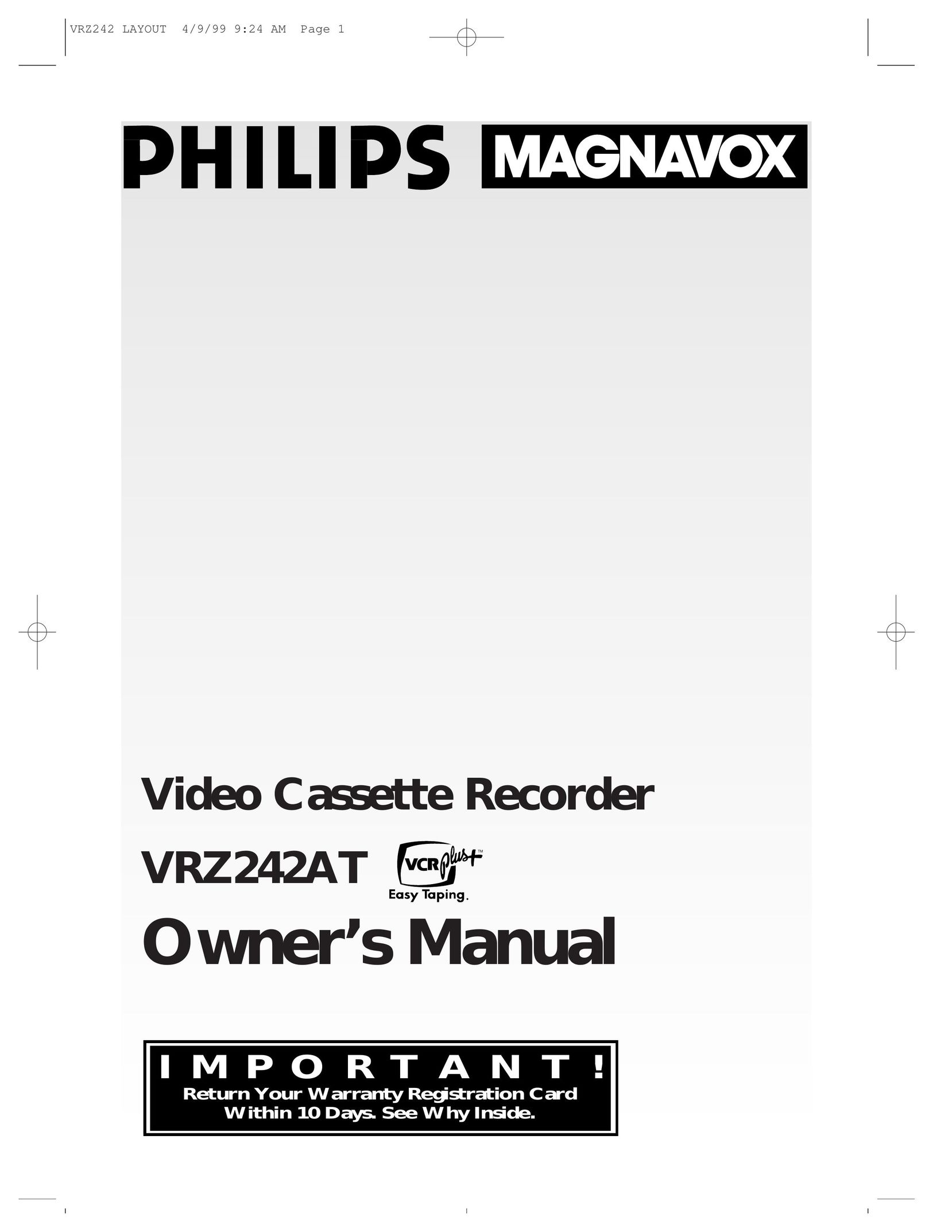 Magnavox VRZ242AT Microcassette Recorder User Manual