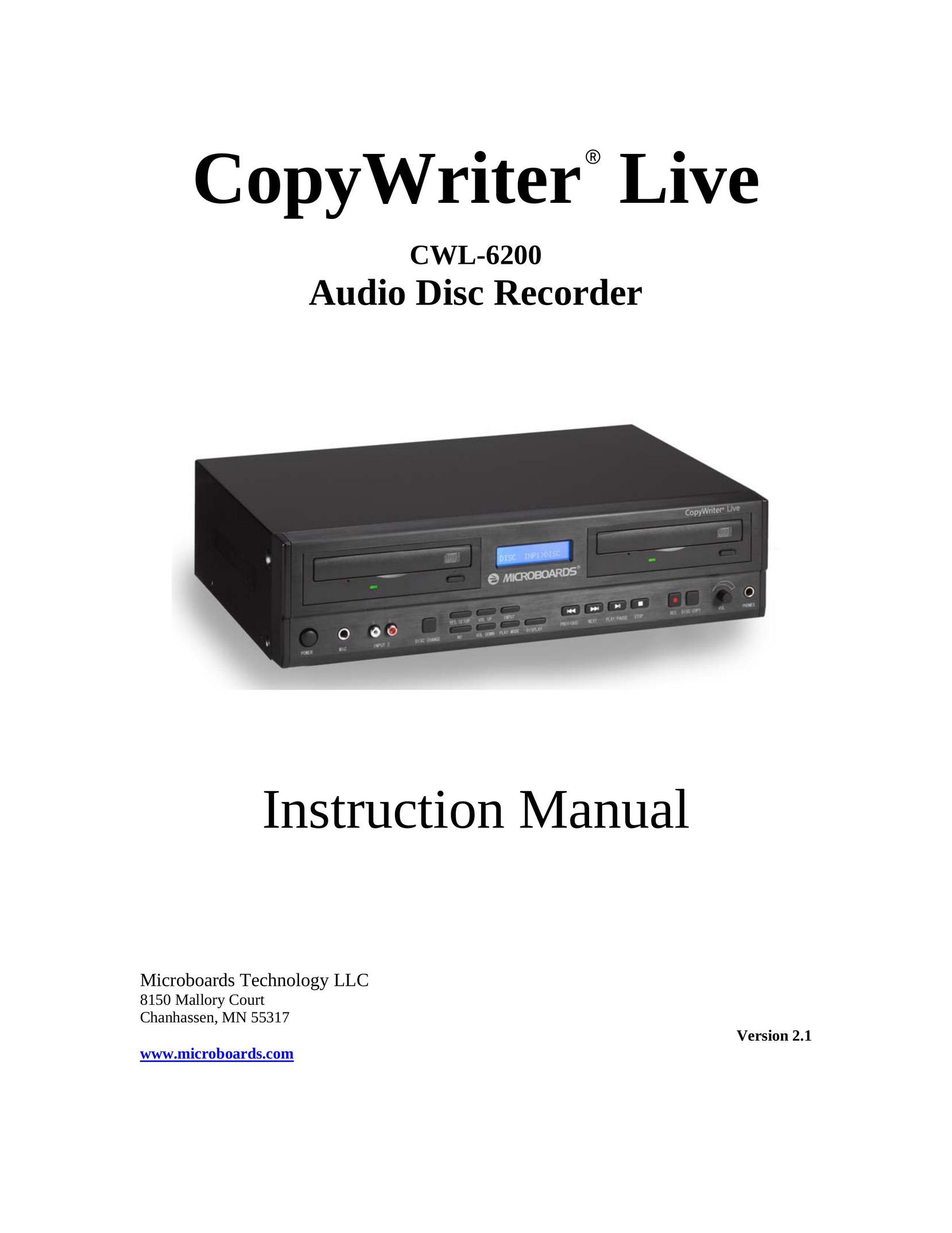 MicroBoards Technology CWL-6200 Microcassette Recorder User Manual