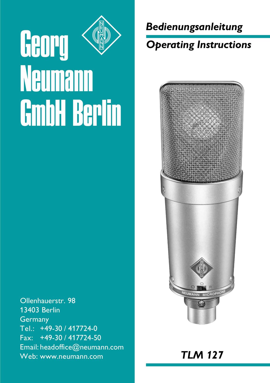 Neumann.Berlin TLM 127 Microcassette Recorder User Manual