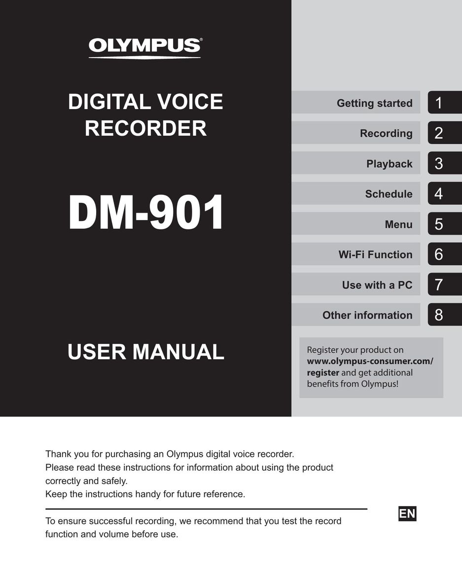 Olympus DM-901 Microcassette Recorder User Manual