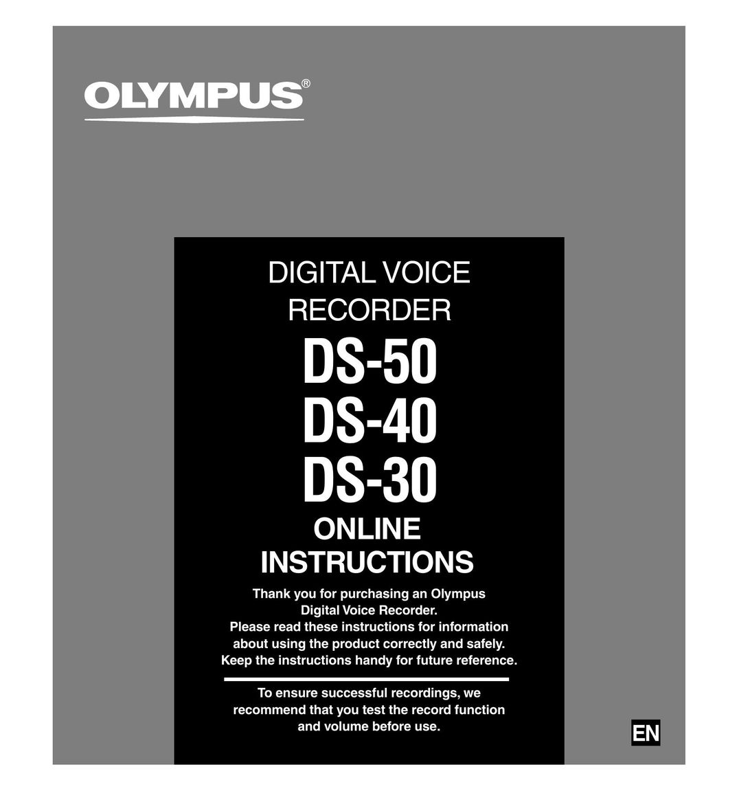 Olympus DS-30 Microcassette Recorder User Manual
