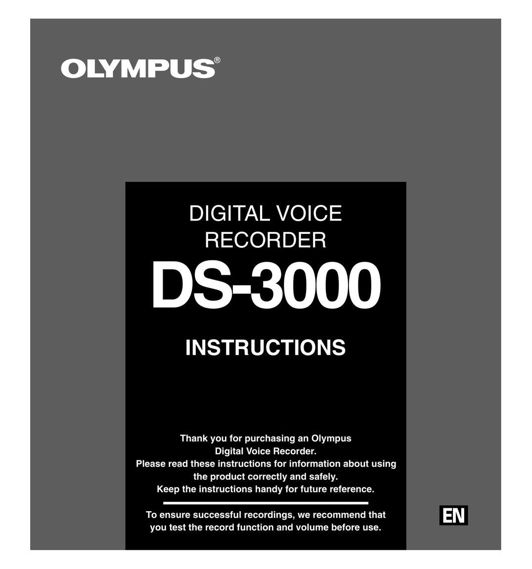 Olympus DS-3000 Microcassette Recorder User Manual