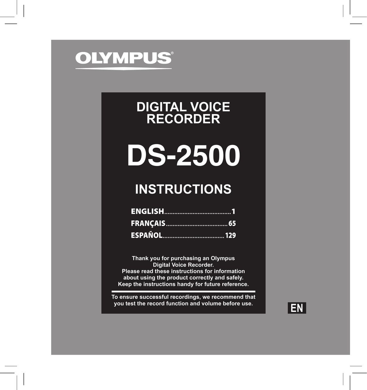Olympus V403121SU000 Microcassette Recorder User Manual