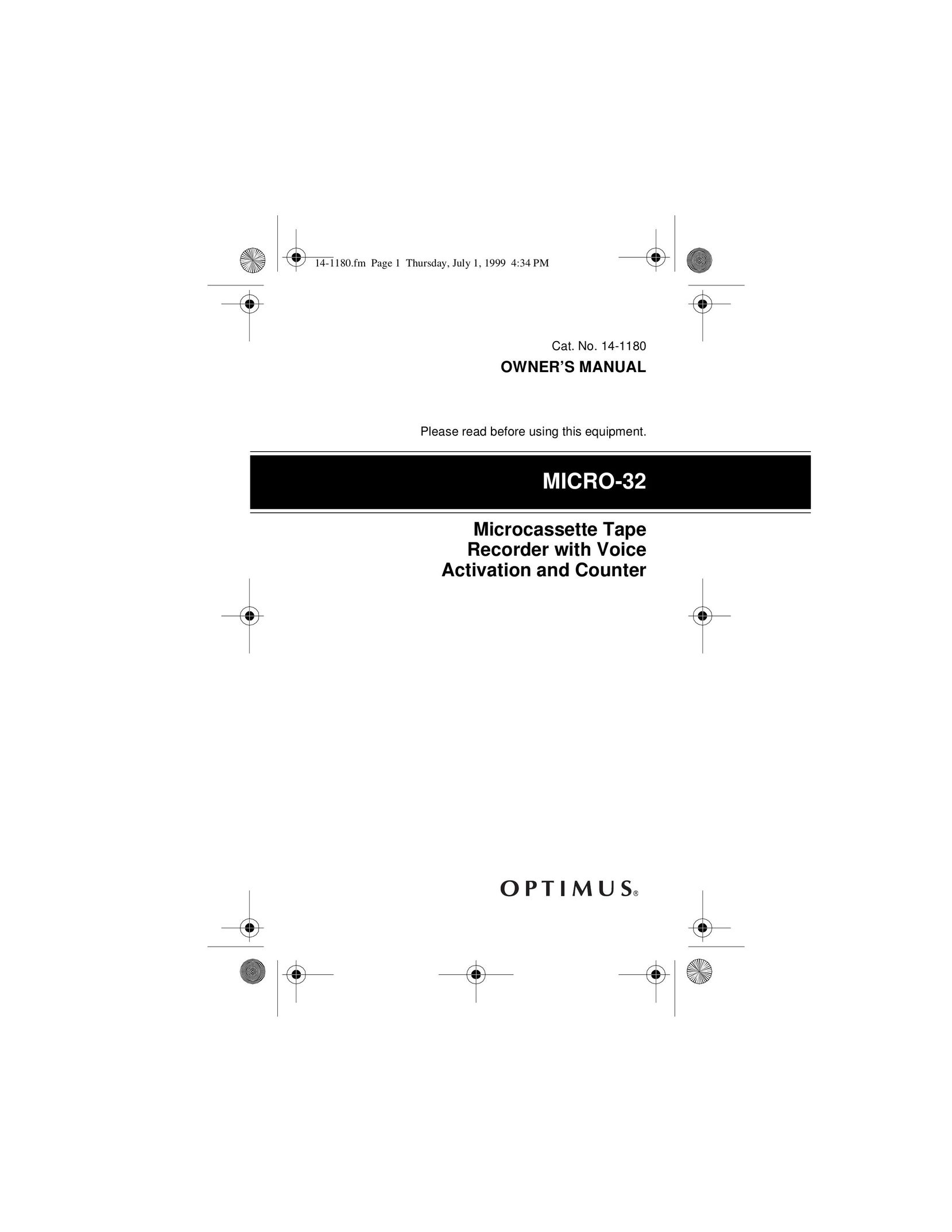 Optimus 14-1180 Microcassette Recorder User Manual