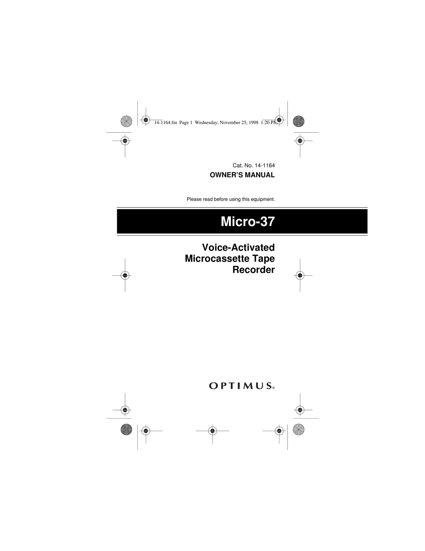 Optimus MICRO-37 Microcassette Recorder User Manual