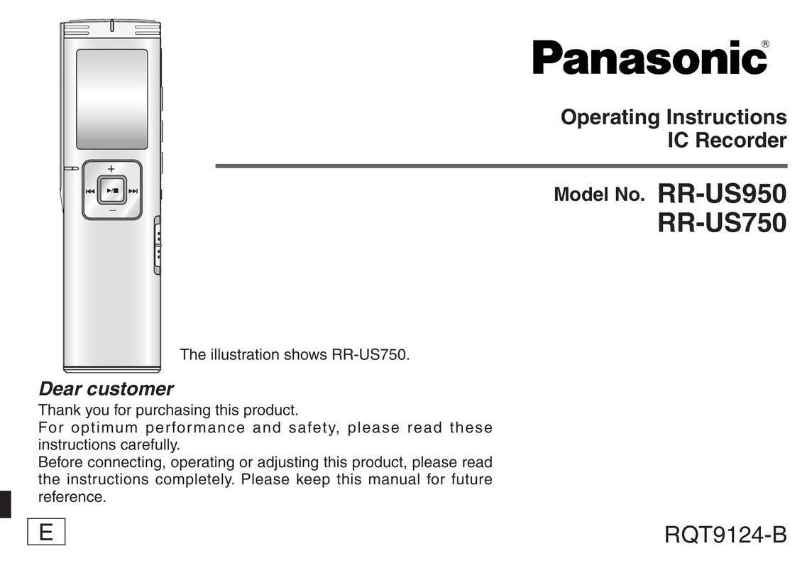 Panasonic RR-US750 Microcassette Recorder User Manual