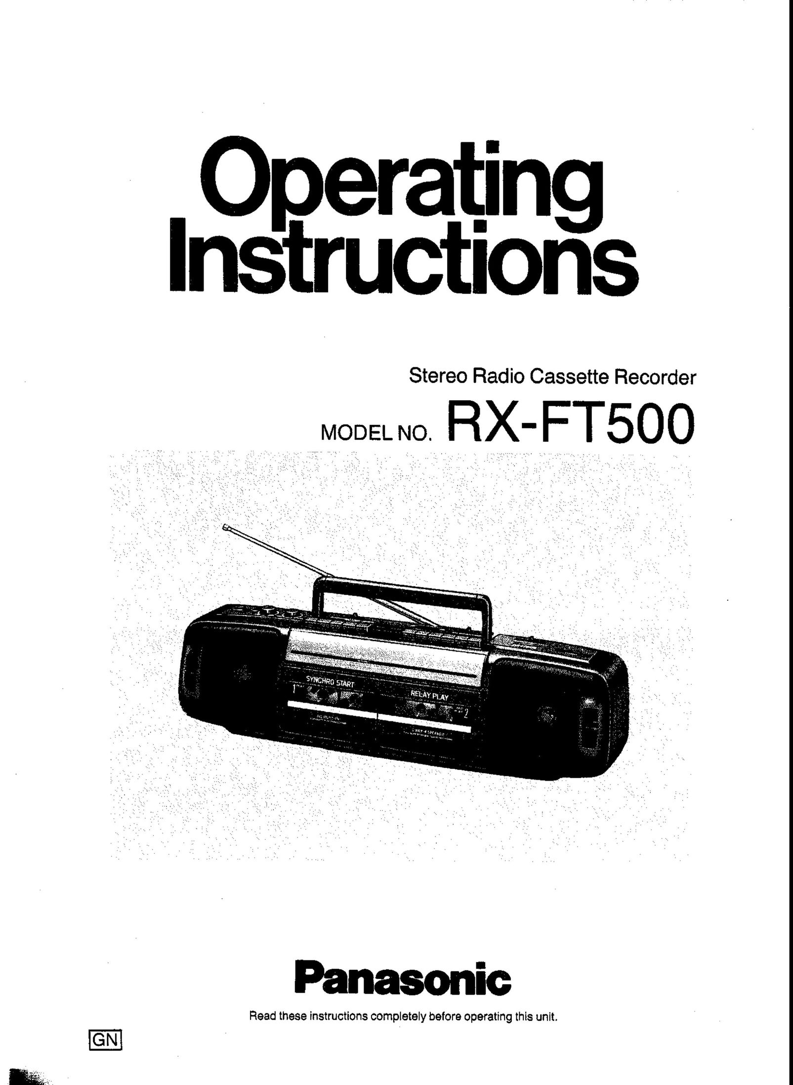 Panasonic RX-FT500 Microcassette Recorder User Manual