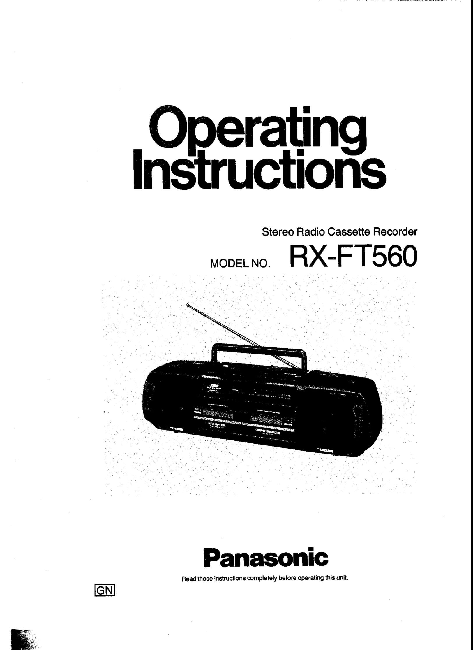 Panasonic RX-FT560 Microcassette Recorder User Manual