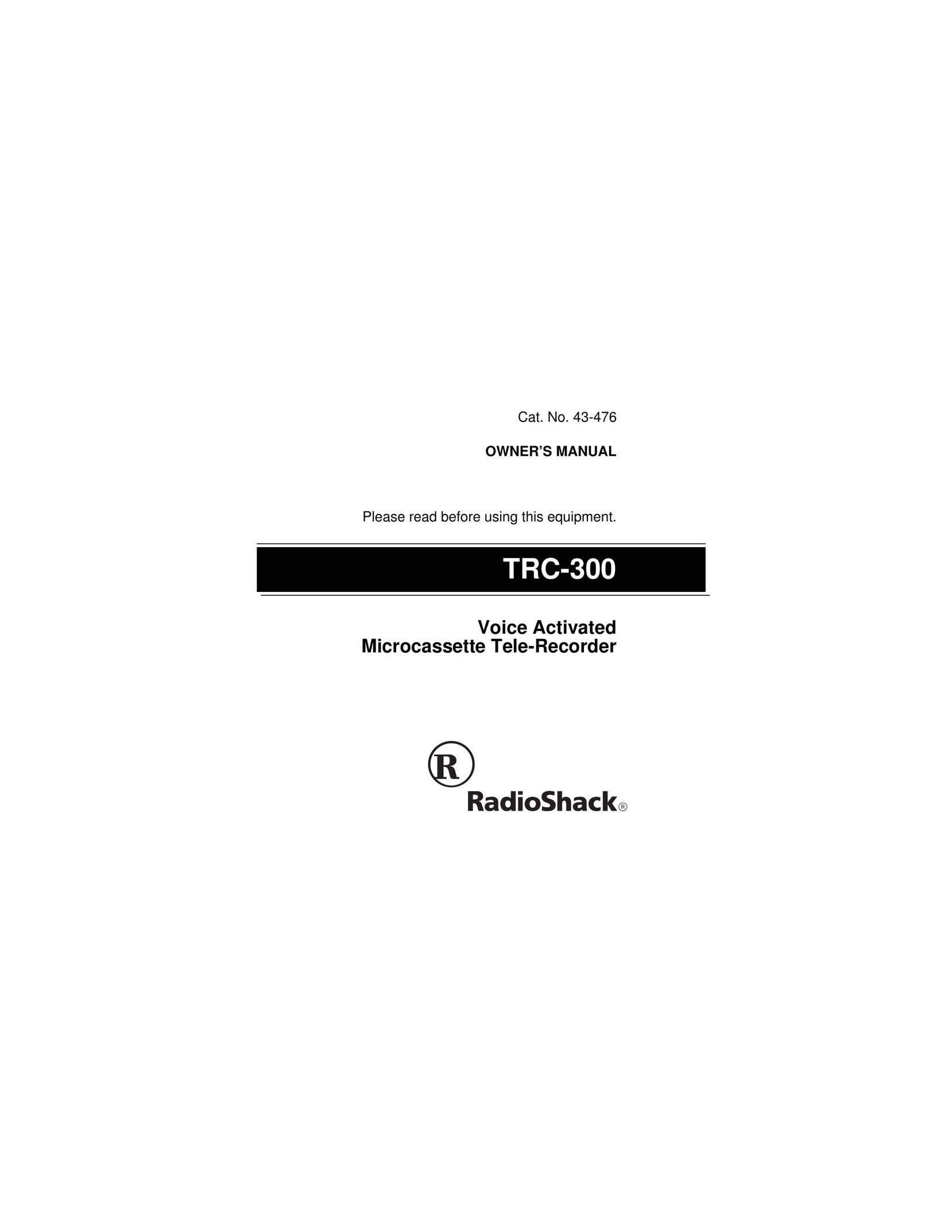 Radio Shack TRC-300 Microcassette Recorder User Manual
