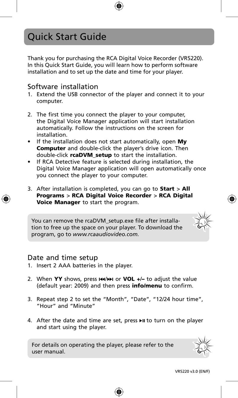RCA VR5220 Microcassette Recorder User Manual