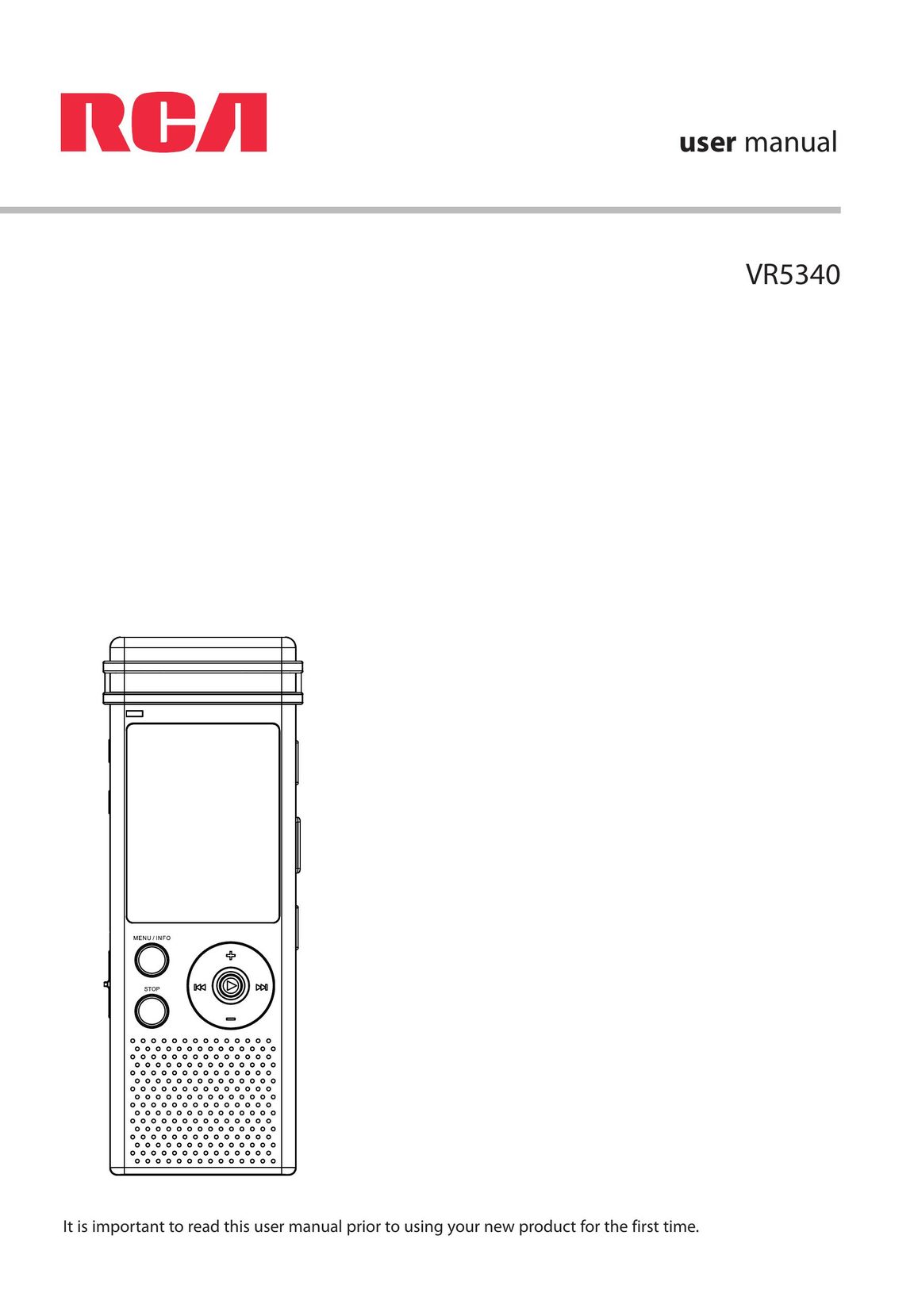 RCA VR5340 Microcassette Recorder User Manual