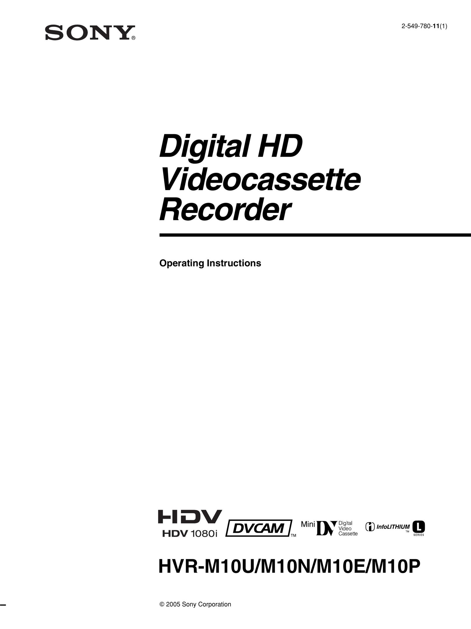 Sony 1080i Microcassette Recorder User Manual