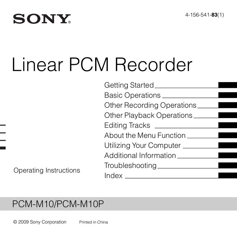 Sony 4-156-541-83(1) Microcassette Recorder User Manual