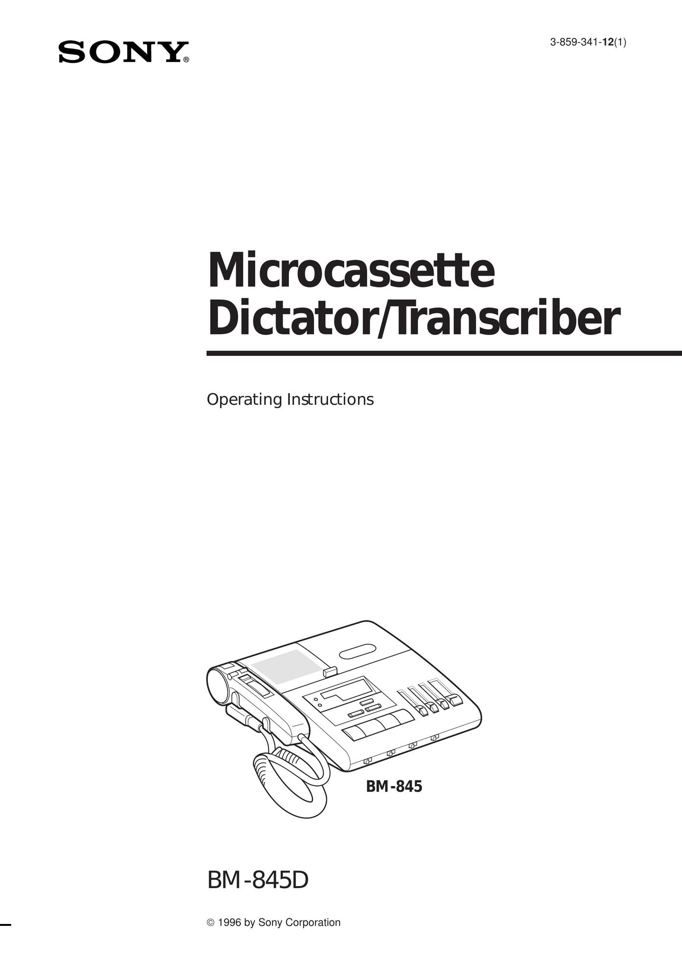 Sony BM-845D Microcassette Recorder User Manual