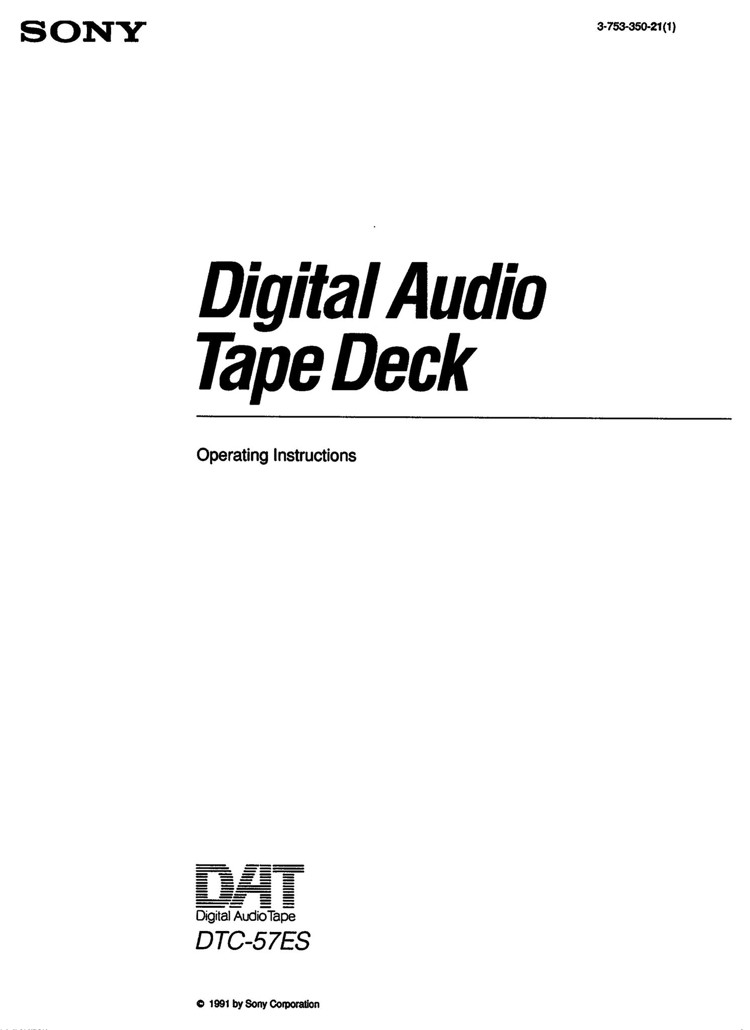 Sony DTC-57ES Microcassette Recorder User Manual