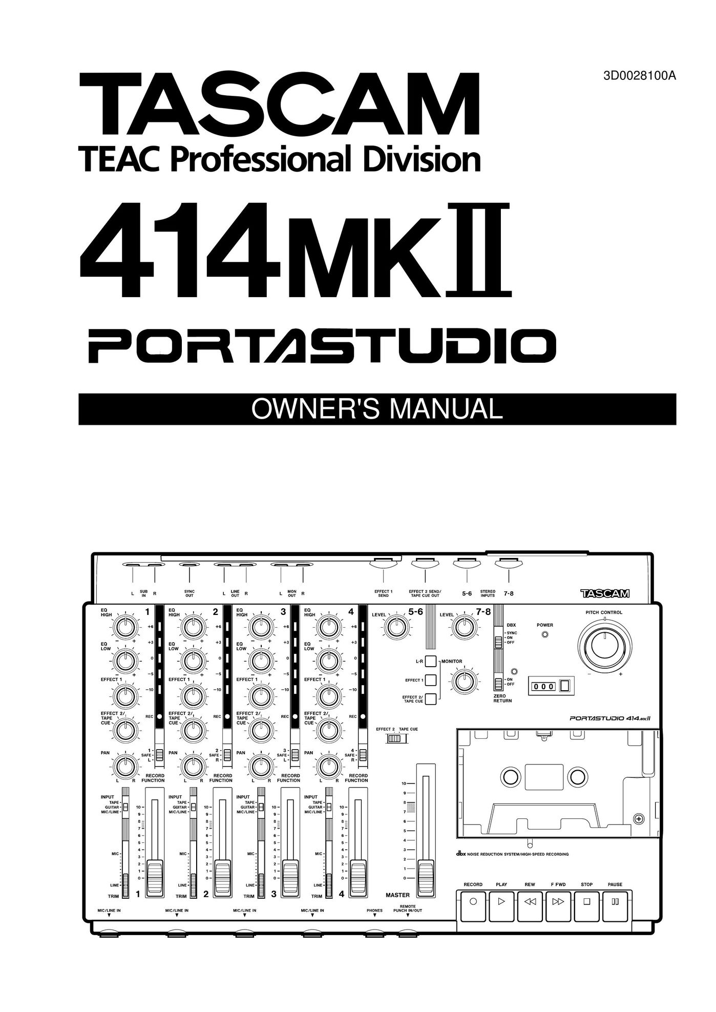 Tascam 414MKII Microcassette Recorder User Manual