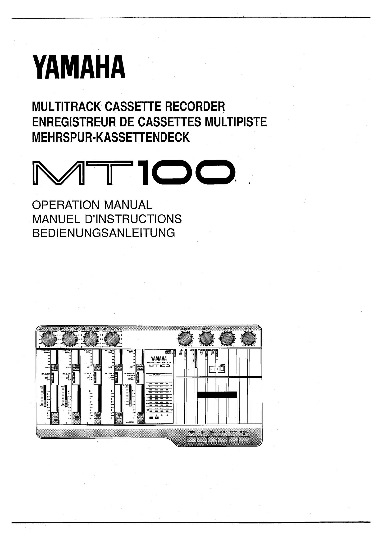 Yamaha MT100 Microcassette Recorder User Manual