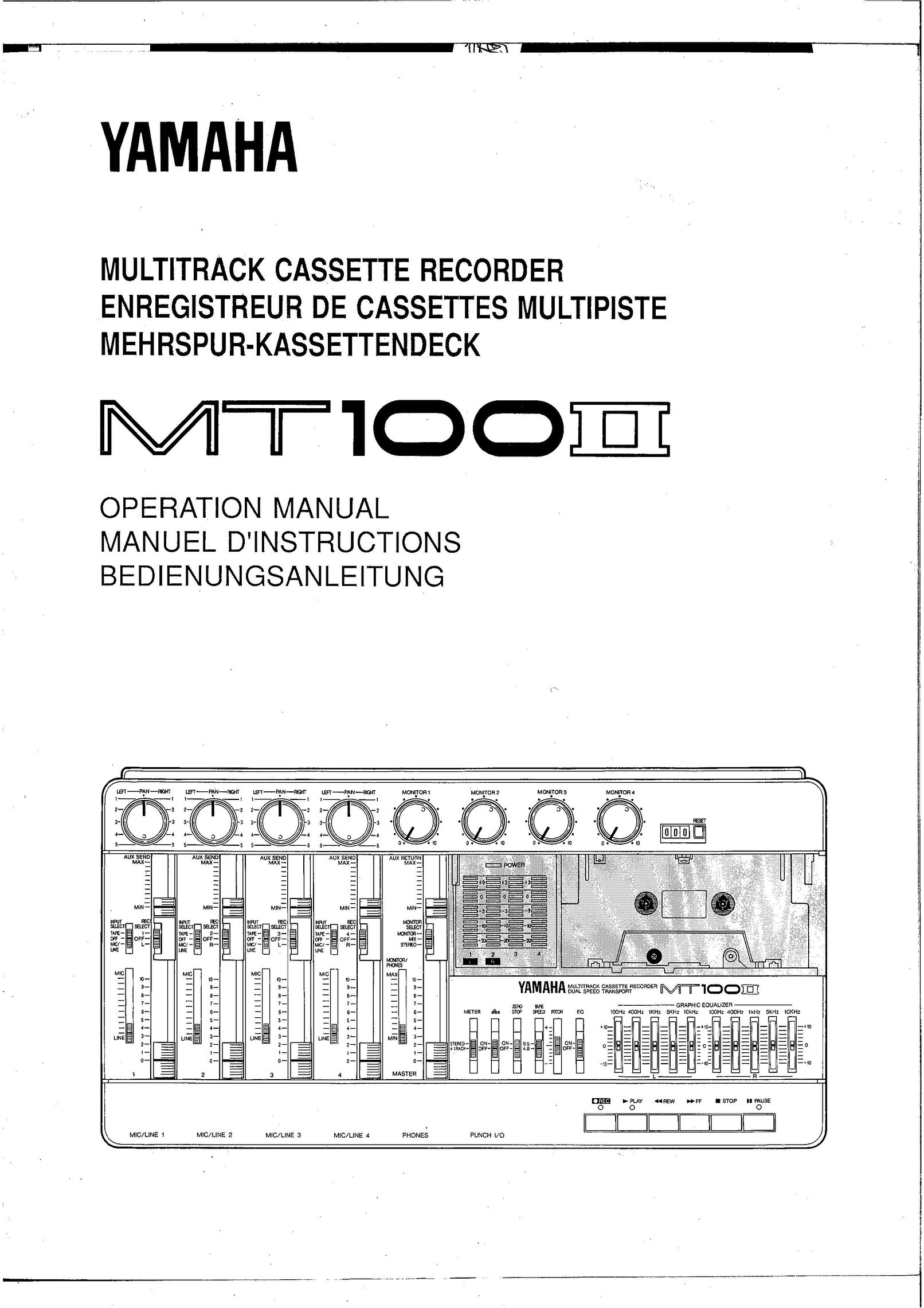 Yamaha MT100II Microcassette Recorder User Manual