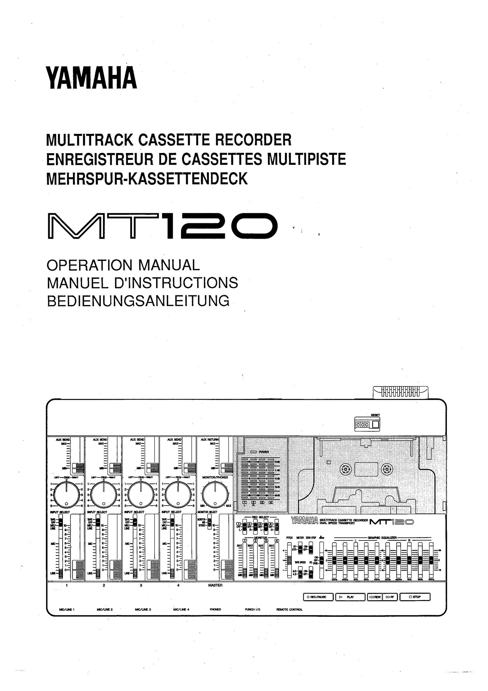 Yamaha MT120 Microcassette Recorder User Manual