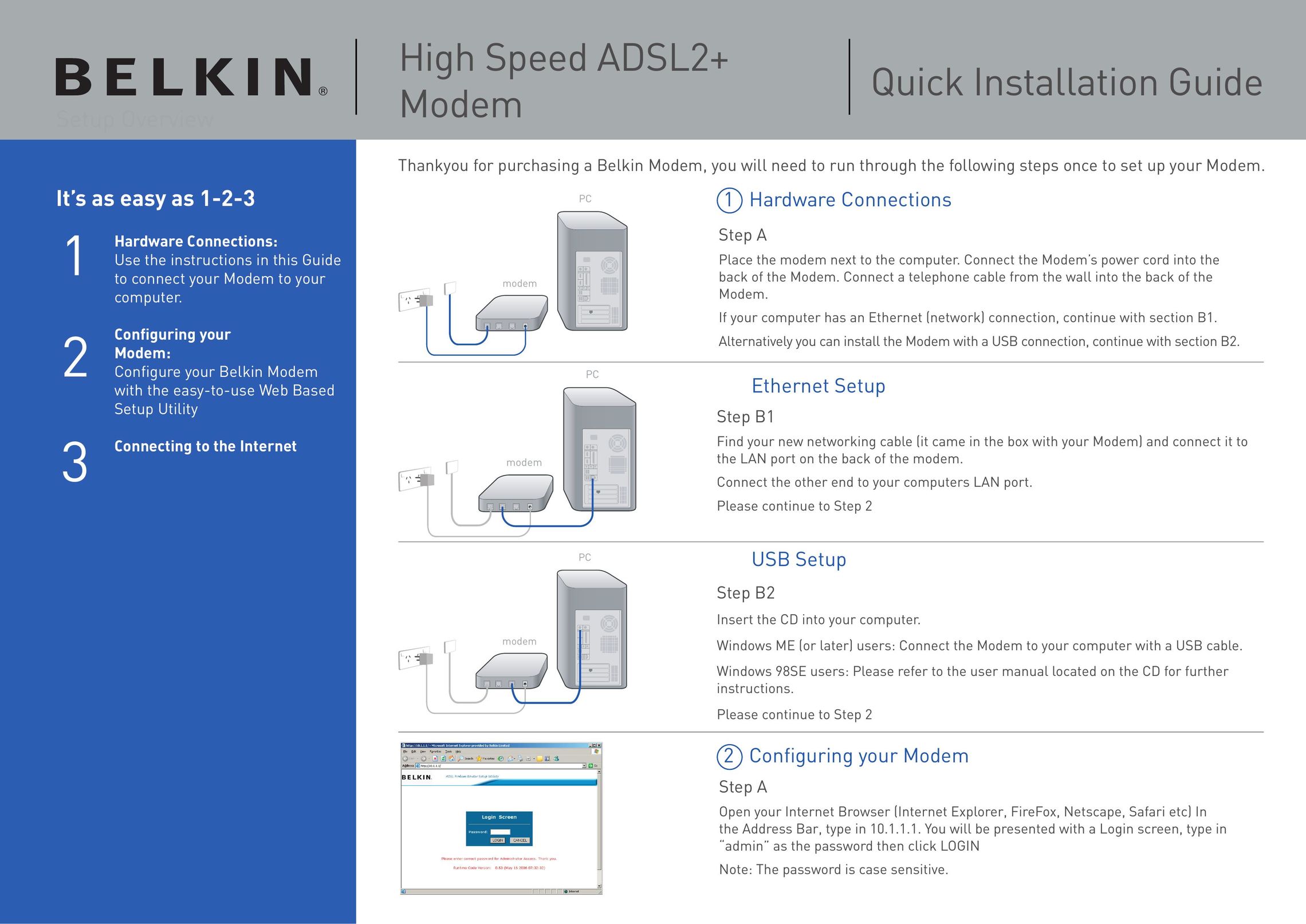 Belkin ADSL2+ Modem User Manual