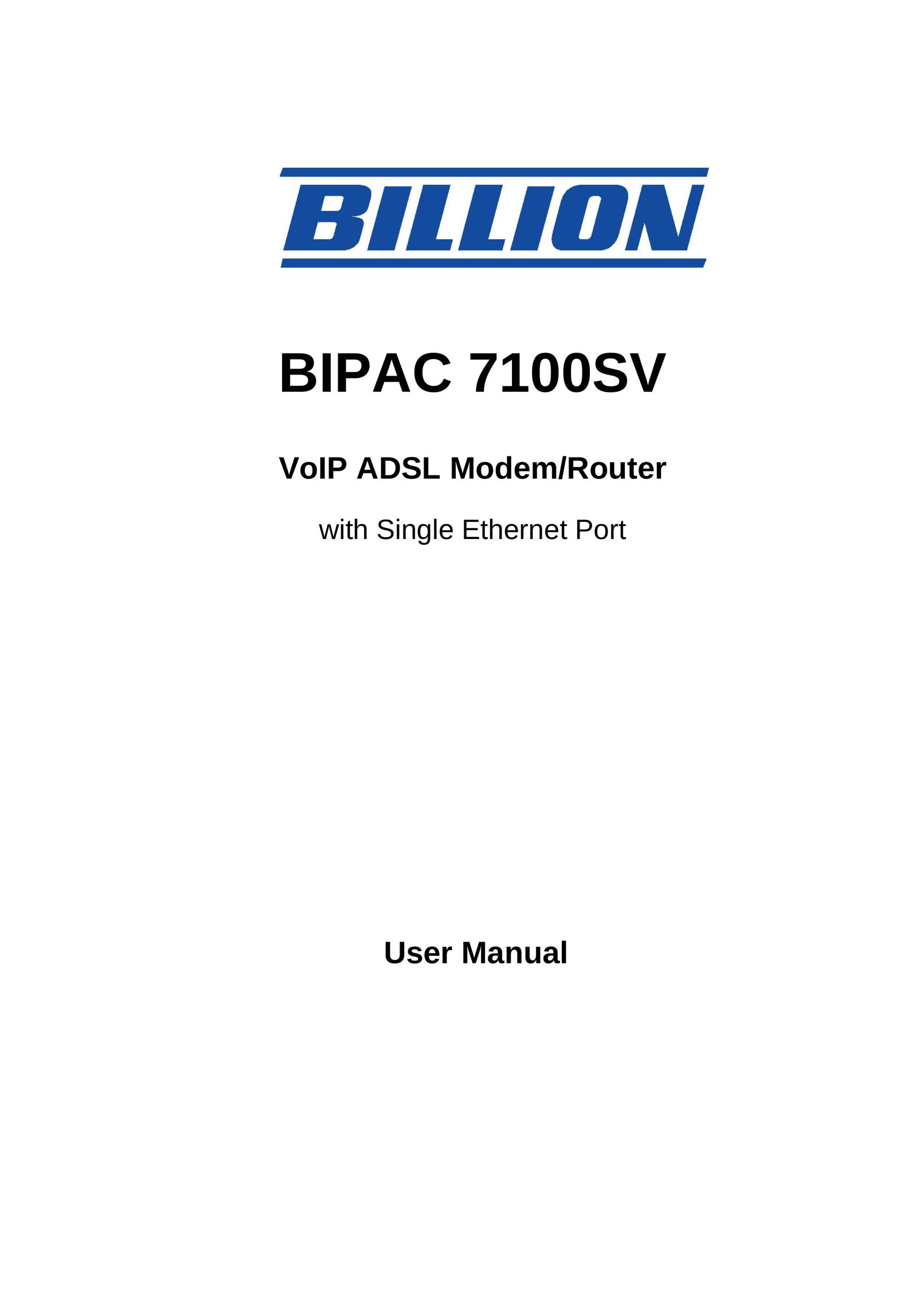 Billion Electric Company 7100SV Modem User Manual