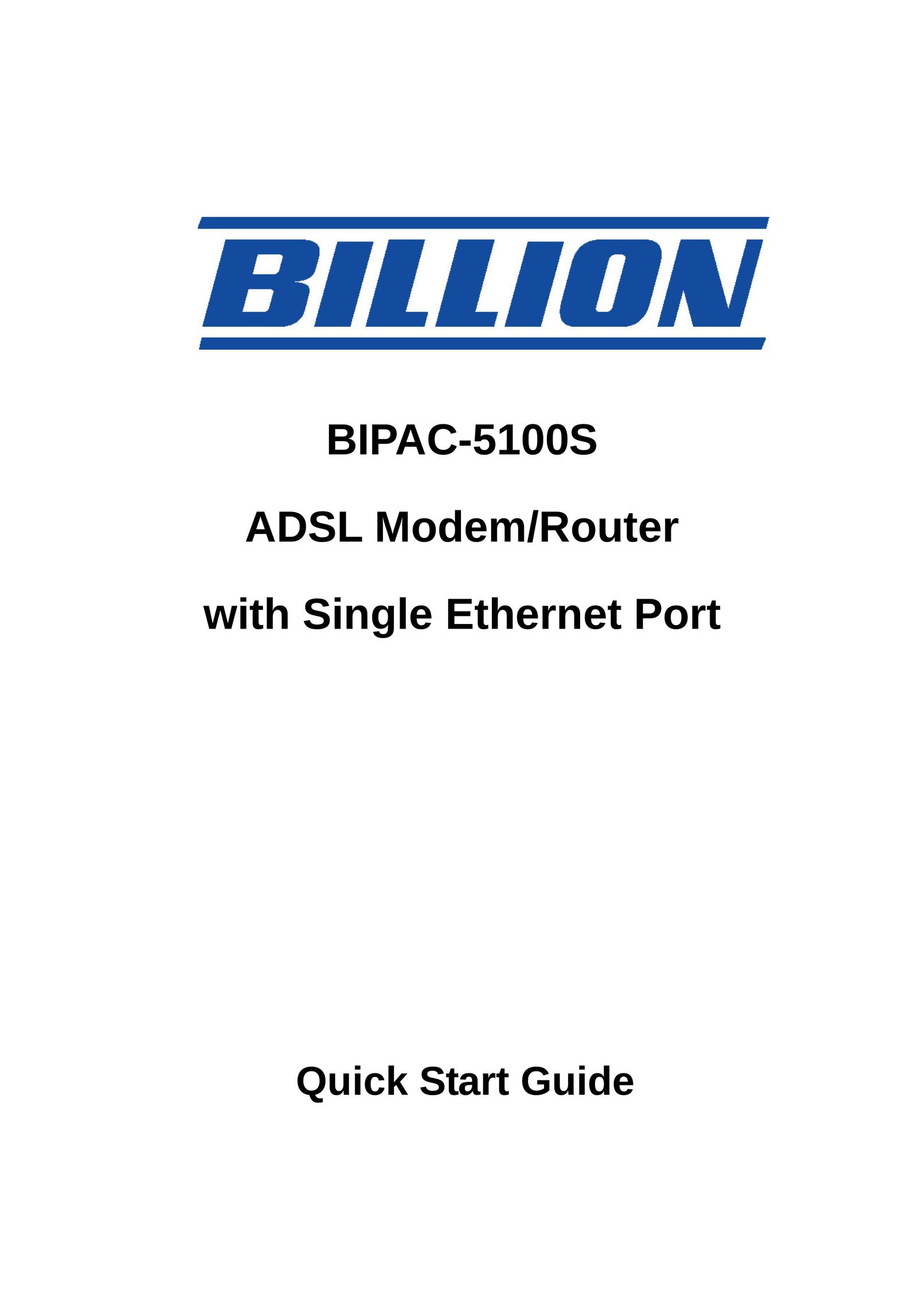 Billion Electric Company BIPAC-5100S Modem User Manual