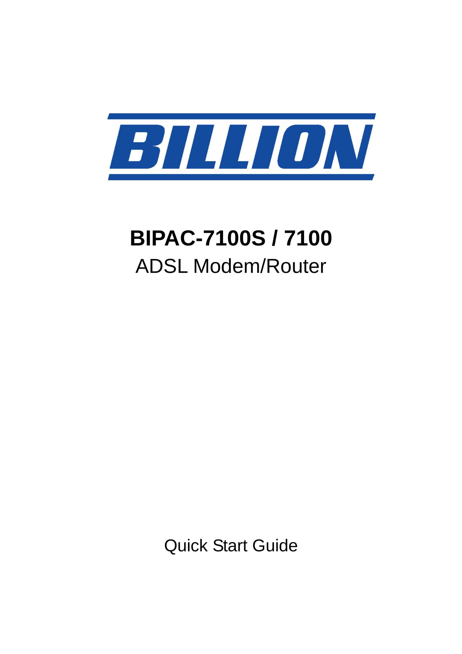 Billion Electric Company BIPAC-7100 Modem User Manual