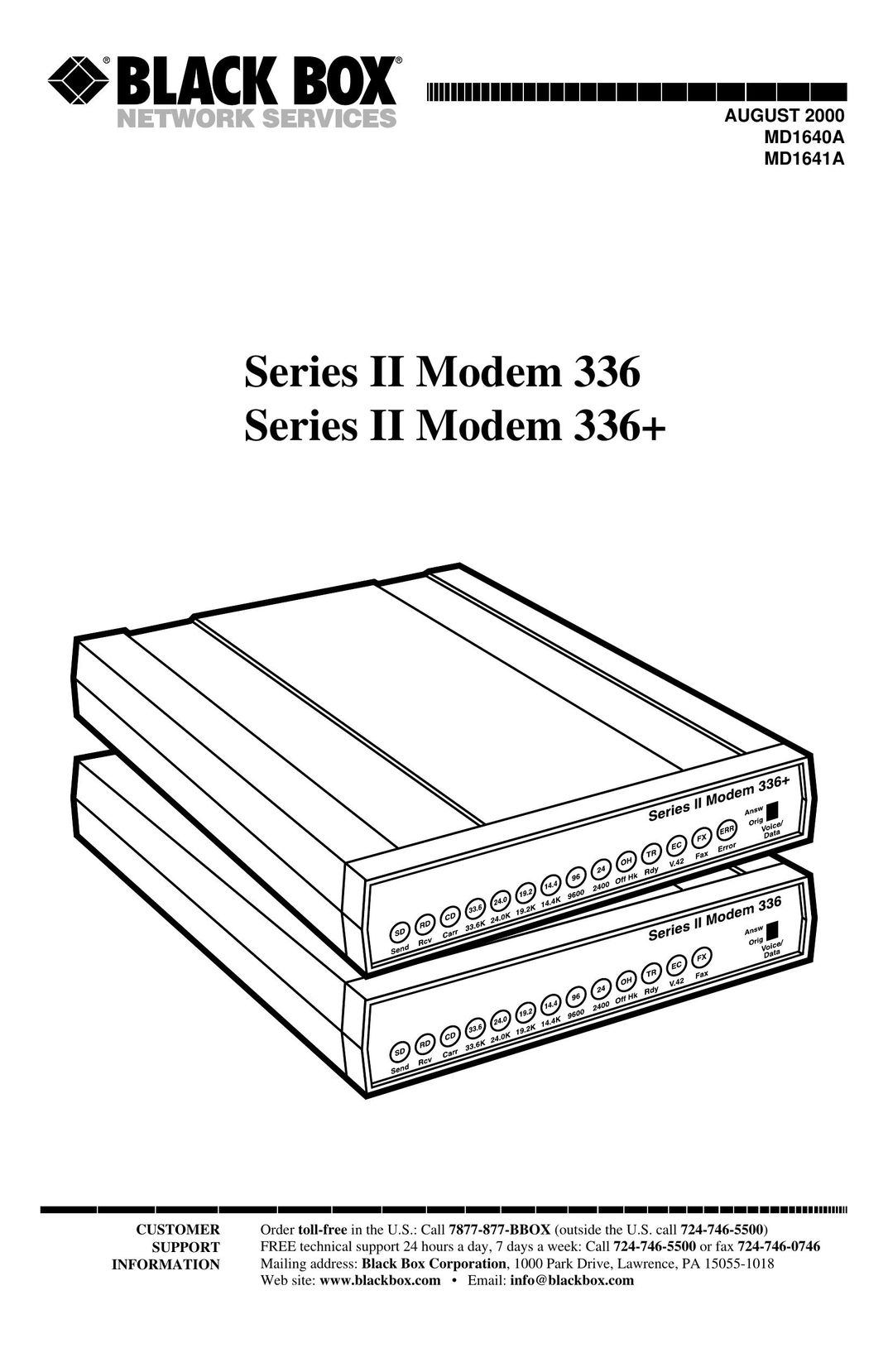 Black Box MD1640A Modem User Manual