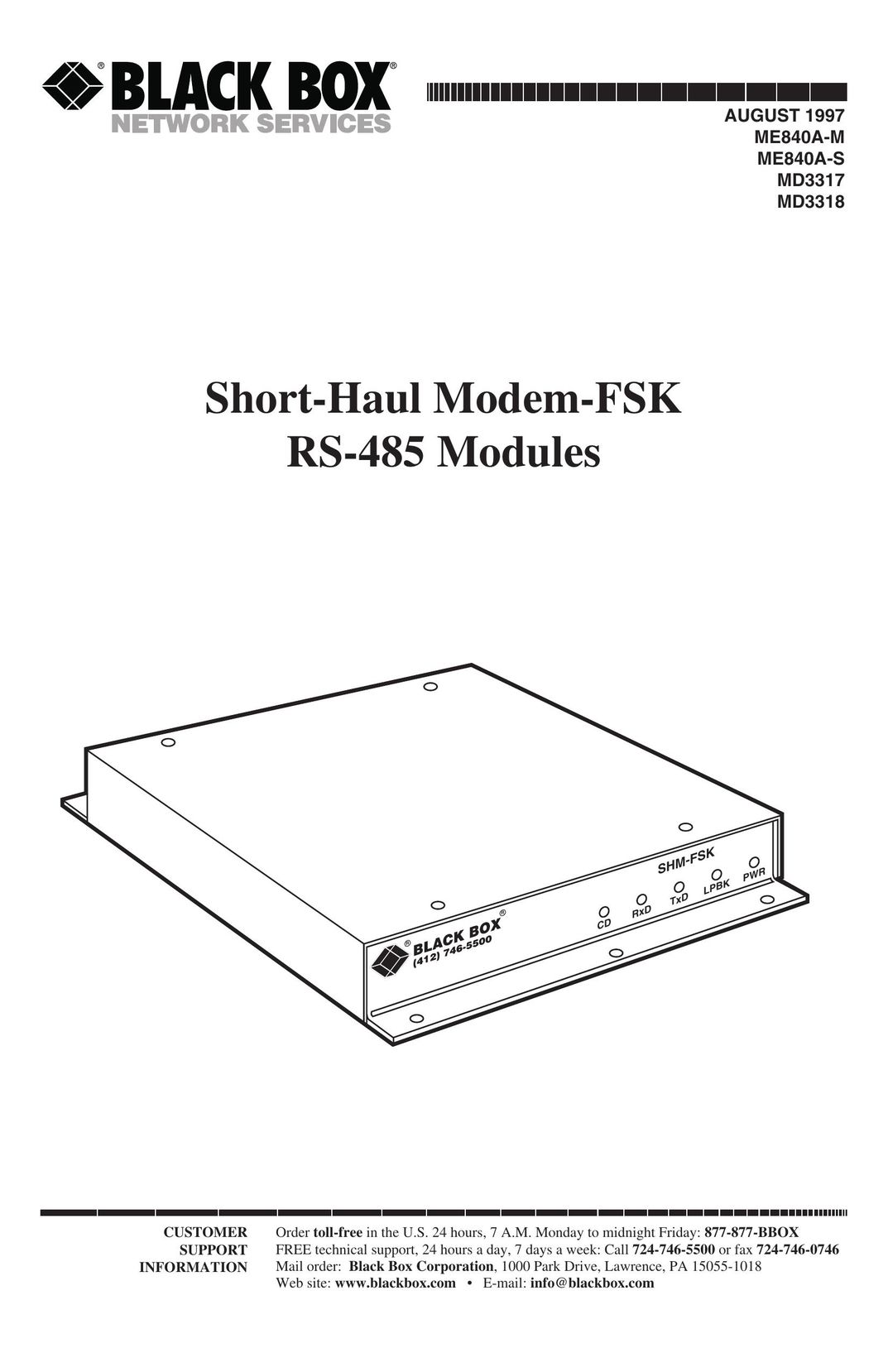 Black Box MD3318 Modem User Manual