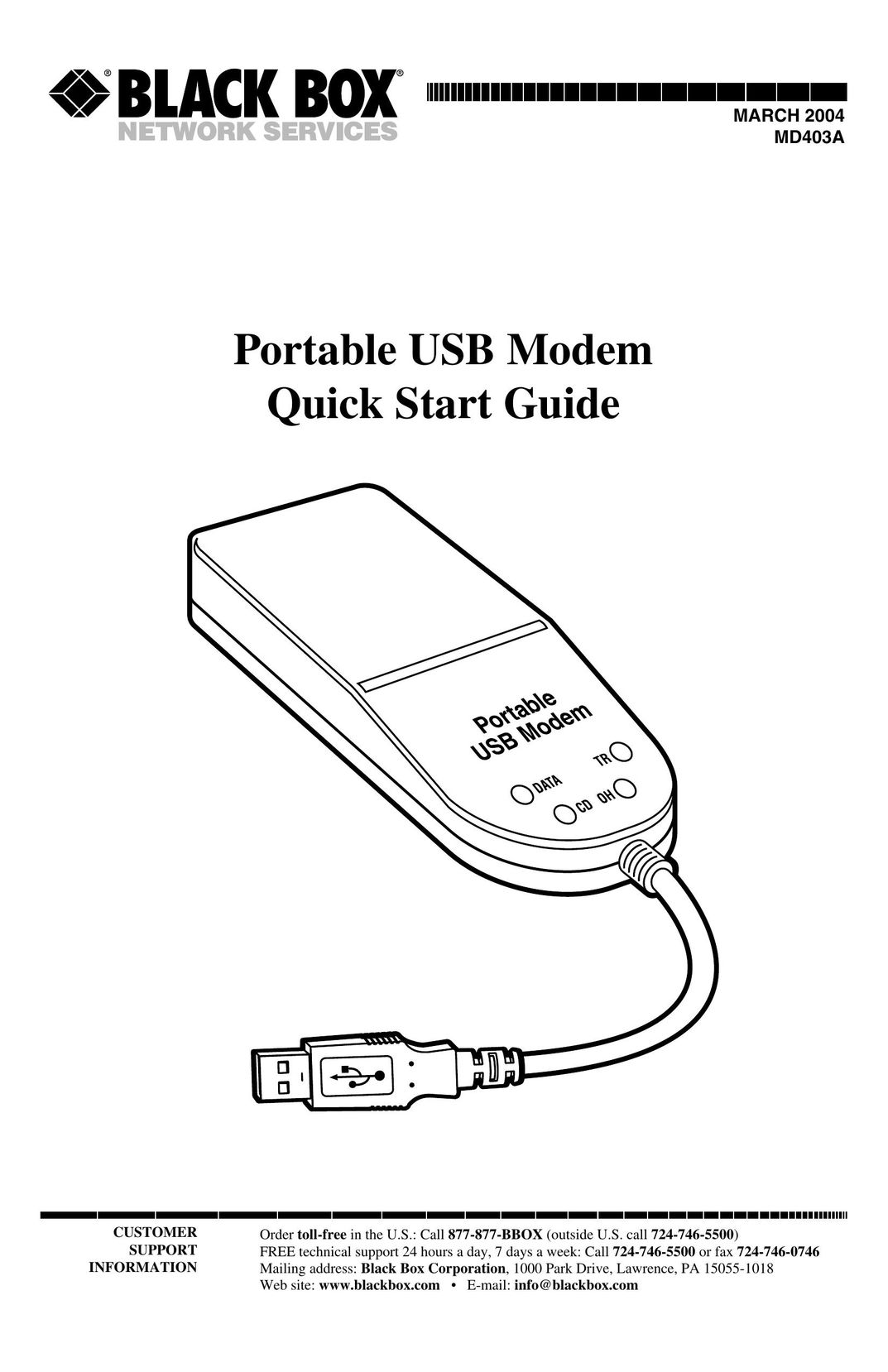 Black Box MD403A Modem User Manual