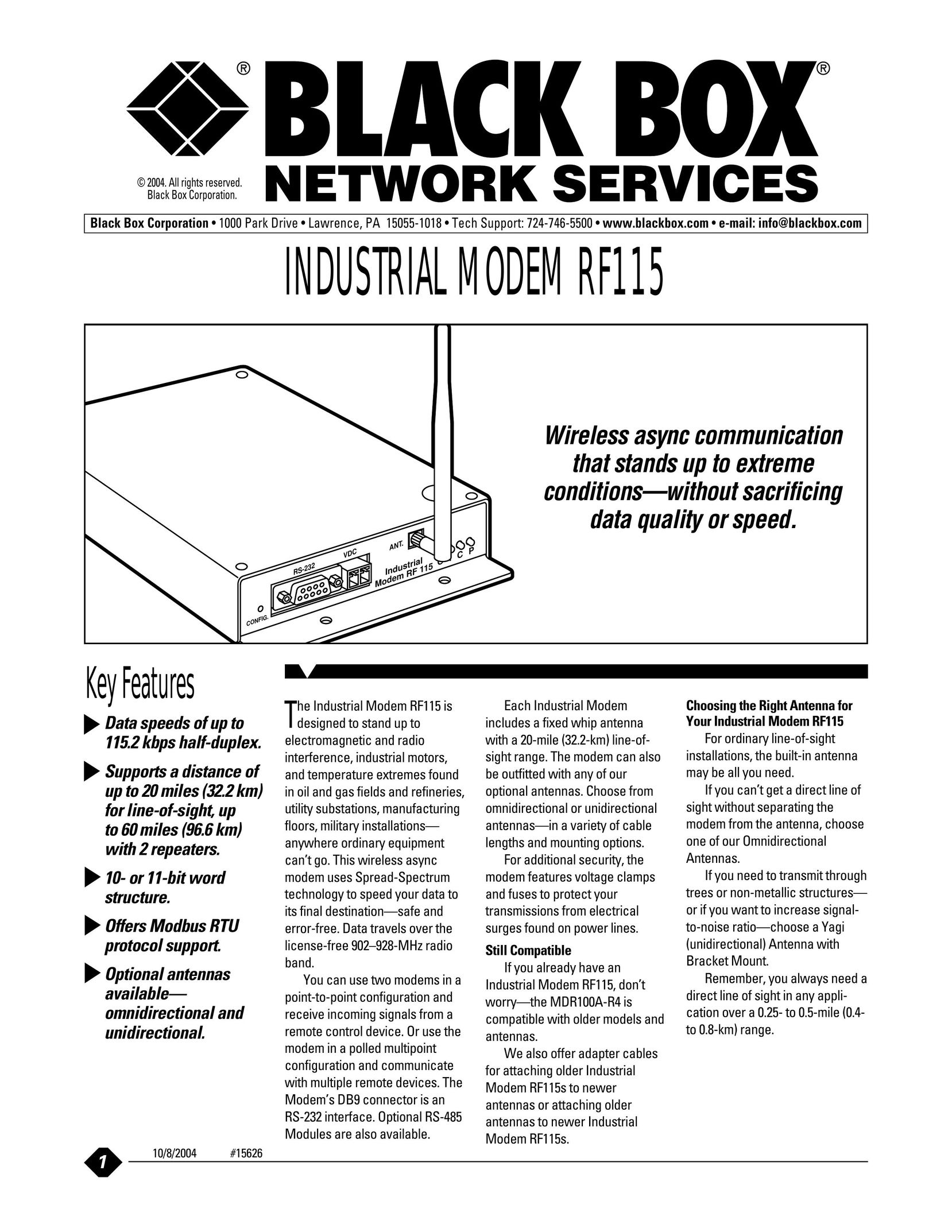 Black Box RF115 Modem User Manual